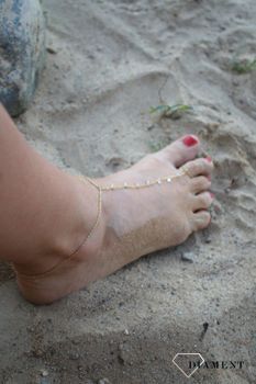 Srebrna bransoletka na nogę i palec z cyrkoniami pozłacana✓ Srebrne Bransoletki na nogę, bransoletki na kostkę (3).JPG