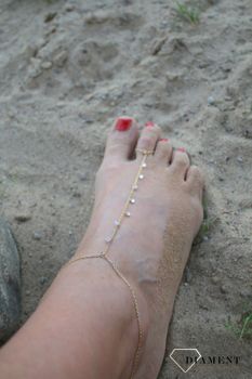 Srebrna bransoletka na nogę i palec z cyrkoniami pozłacana✓ Srebrne Bransoletki na nogę, bransoletki na kostkę (7).JPG