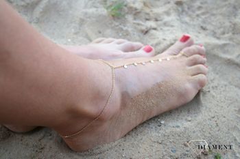 Srebrna bransoletka na nogę i palec z cyrkoniami pozłacana✓ Srebrne Bransoletki na nogę, bransoletki na kostkę (8).JPG