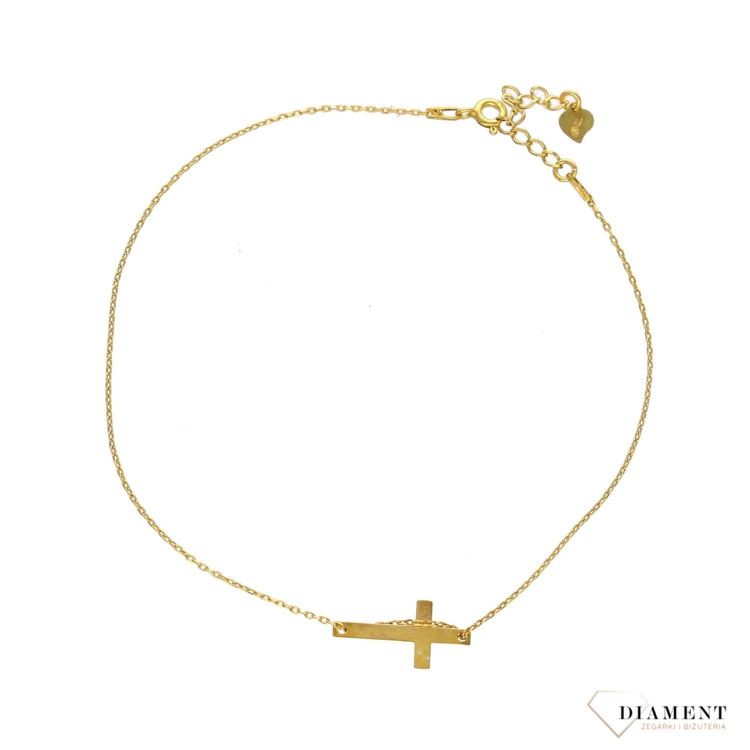 Srebrna bransoletka na nogę z krzyżykiem pozłacanavf.jpg