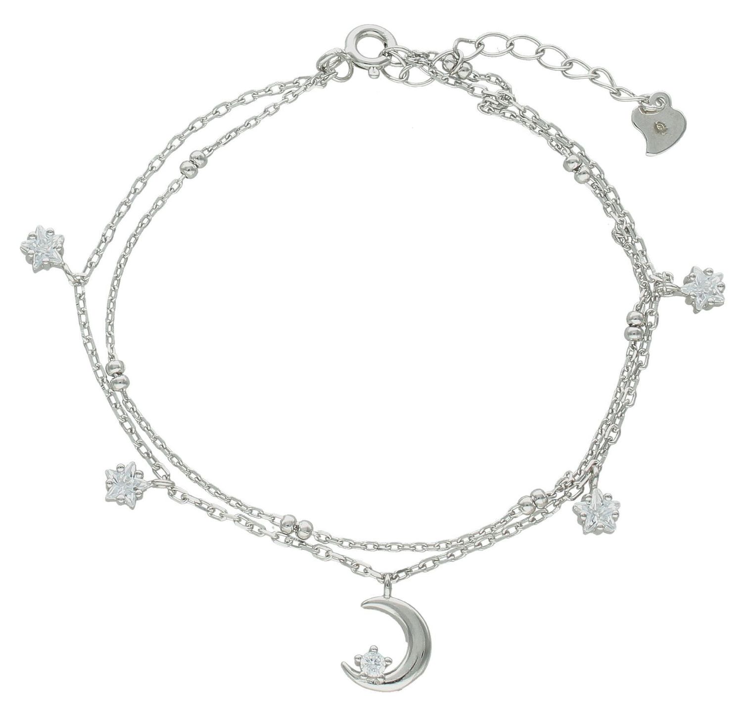 Srebrna bransoletka damska 925 celebrytka z wiszącymi gwiazdkami i księżycem DIA-BRA-11632-925. Srebrna bransoletka damska. Bransoletka srebrna z cyrkoniami. Bransoletka srebrna damska celebrytka. Srebrna bransoletka na prezent dla k (4).jpg