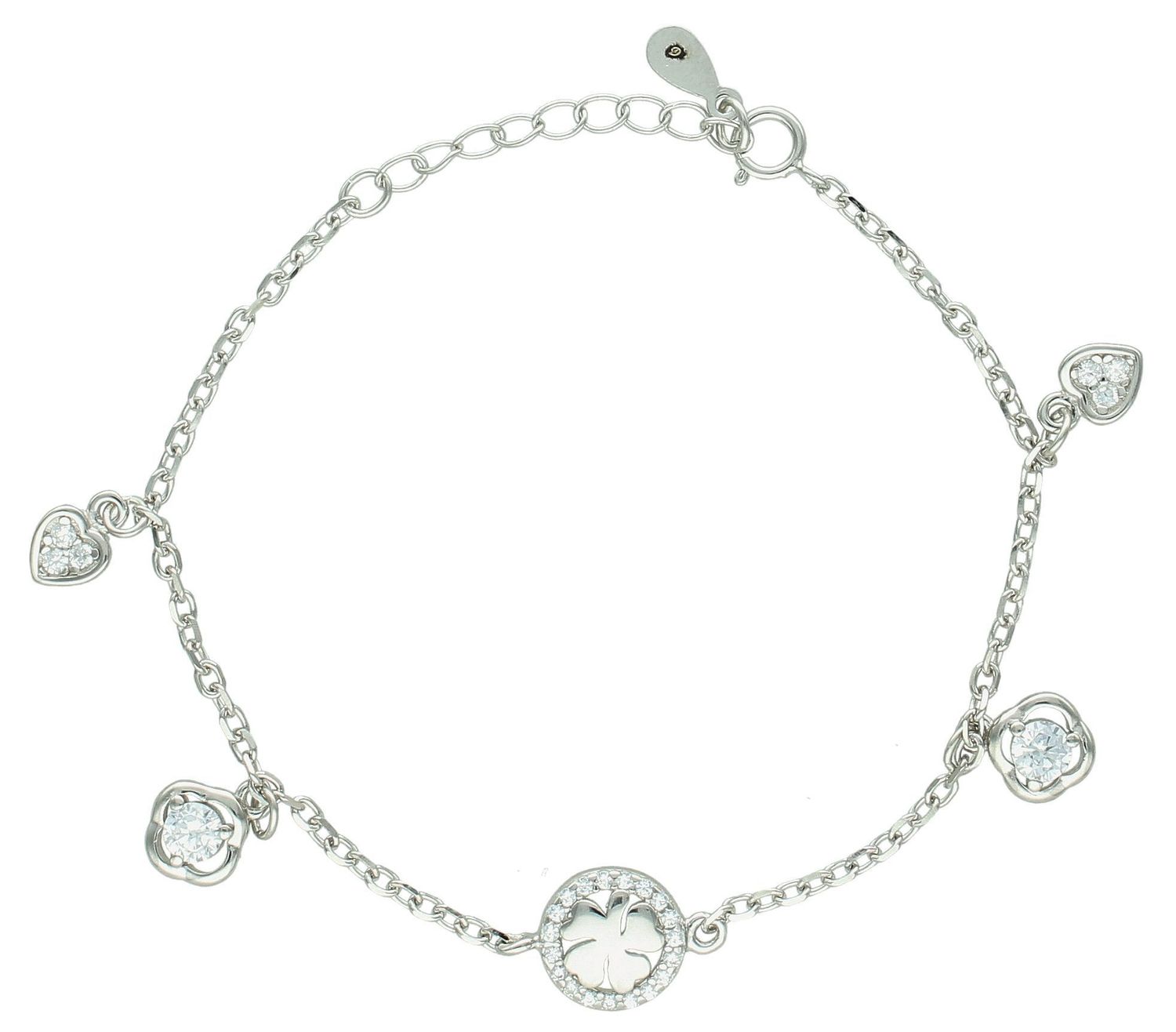 Srebrna bransoletka damska 925 celebrytka z koniczyną DIA-BRA-11639-925. Srebrna bransoletka damska. Bransoletka srebrna z cyrkoniami. Bransoletka srebrna damska celebrytka. Srebrna bransoletka na prezent dla kobiety (1).jpg