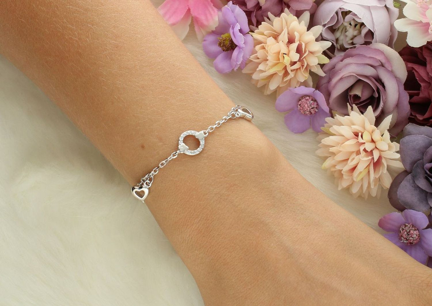 Srebrna bransoletka damska 925 celebrytka kółko serce gwiazda DIA-BRA-11640-925. Srebrna bransoletka damska. Bransoletka srebrna z cyrkoniami. Bransoletka srebrna damska celebrytka. Srebrna bransoletka na prezent dla kobiety (1).jpg