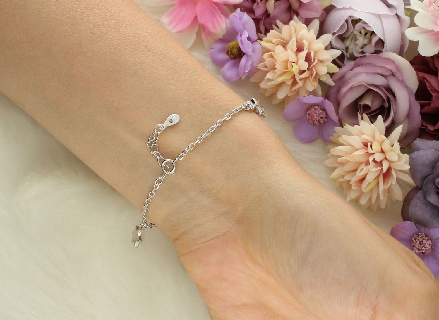 Srebrna bransoletka damska 925 celebrytka kółko serce gwiazda DIA-BRA-11640-925. Srebrna bransoletka damska. Bransoletka srebrna z cyrkoniami. Bransoletka srebrna damska celebrytka. Srebrna bransoletka na prezent dla kobiety (1).jpg