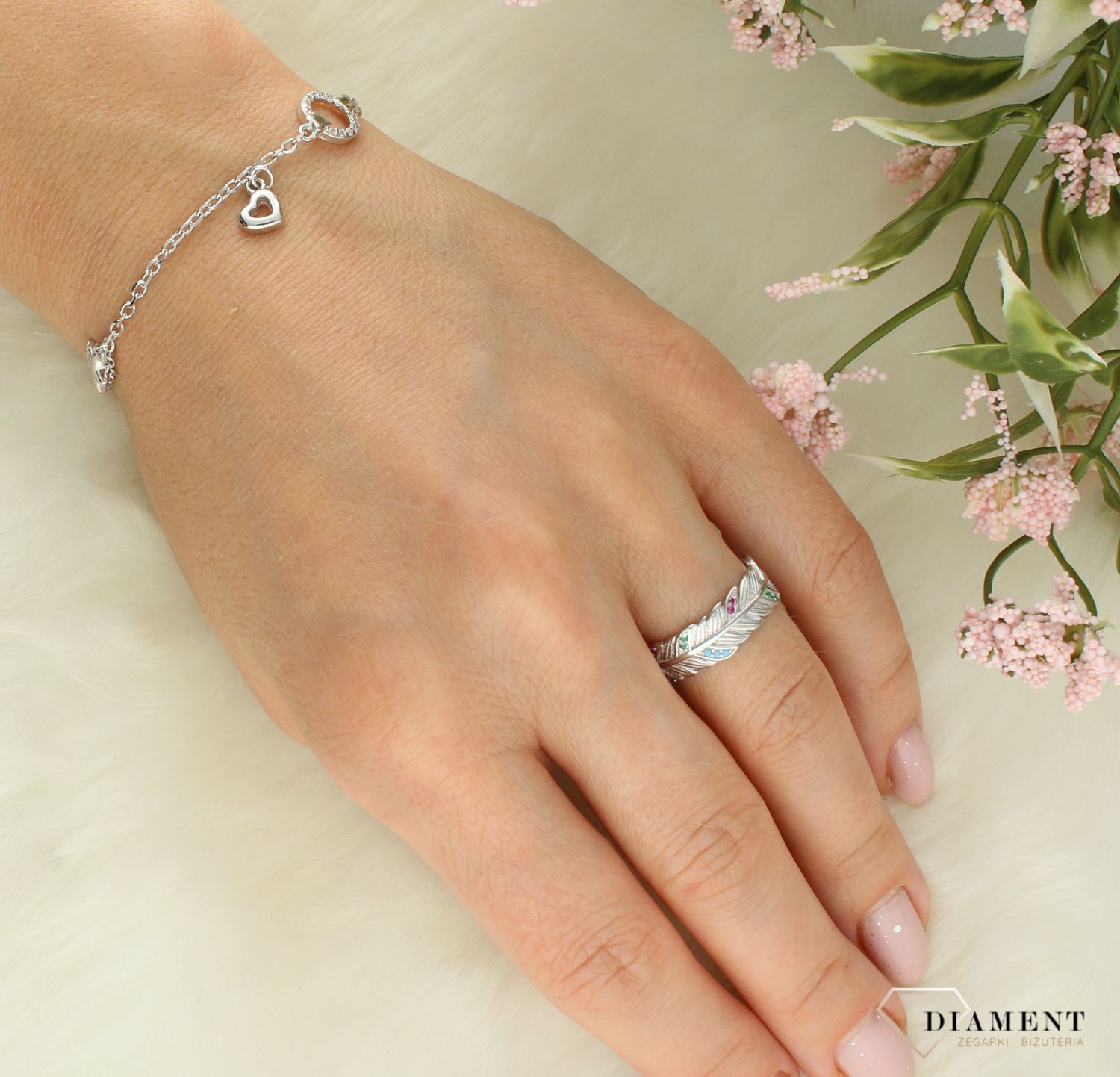 Srebrna bransoletka damska 925 celebrytka kółko serce gwiazda DIA-BRA-11640-925. Srebrna bransoletka damska. Bransoletka srebrna z cyrkoniami. Bransoletka srebrna damska celebrytka. Srebrna bransoletka na prezent dla kobiety (1).jpg