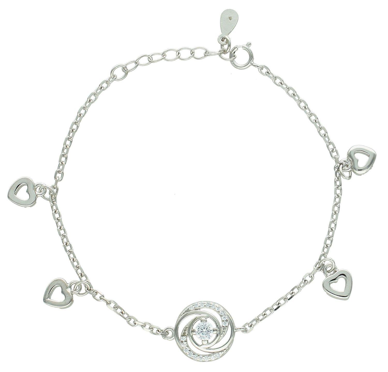 Srebrna bransoletka damska 925 celebrytka ślimaczek z sercami DIA-BRA-11646-925. Srebrna bransoletka damska. Bransoletka srebrna z cyrkoniami. Bransoletka srebrna damska celebrytka. Srebrna bransoletka na prezent dla kobiety (1).jpg