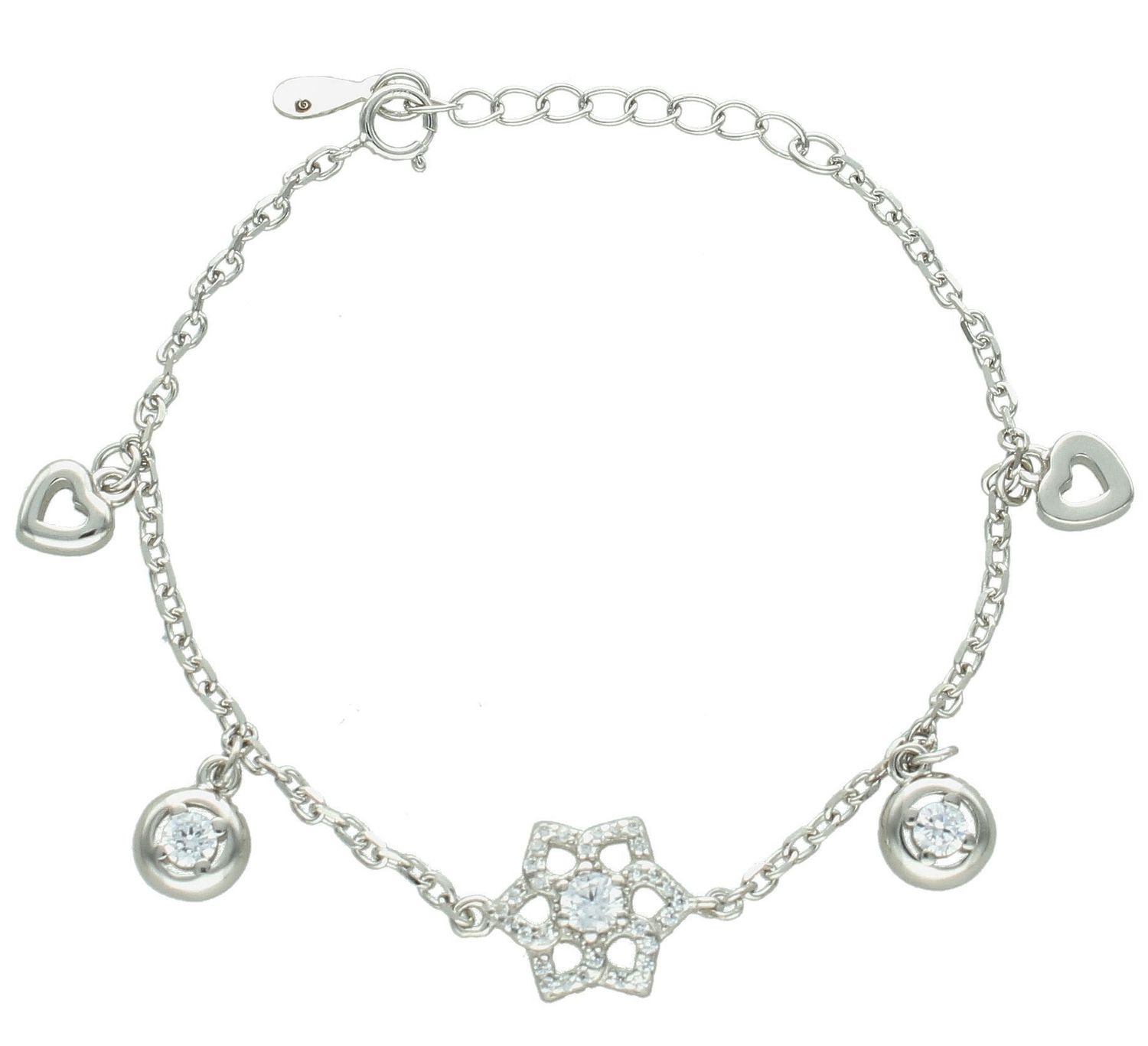 Srebrna bransoletka damska 925 celebrytka z kwiatkiem i cyrkoniami DIA-BRA-11648-925. Srebrna bransoletka damska. Bransoletka srebrna z cyrkoniami. Bransoletka srebrna damska celebrytka. Srebrna bransoletka na prezent dla kobiety (1).jpg