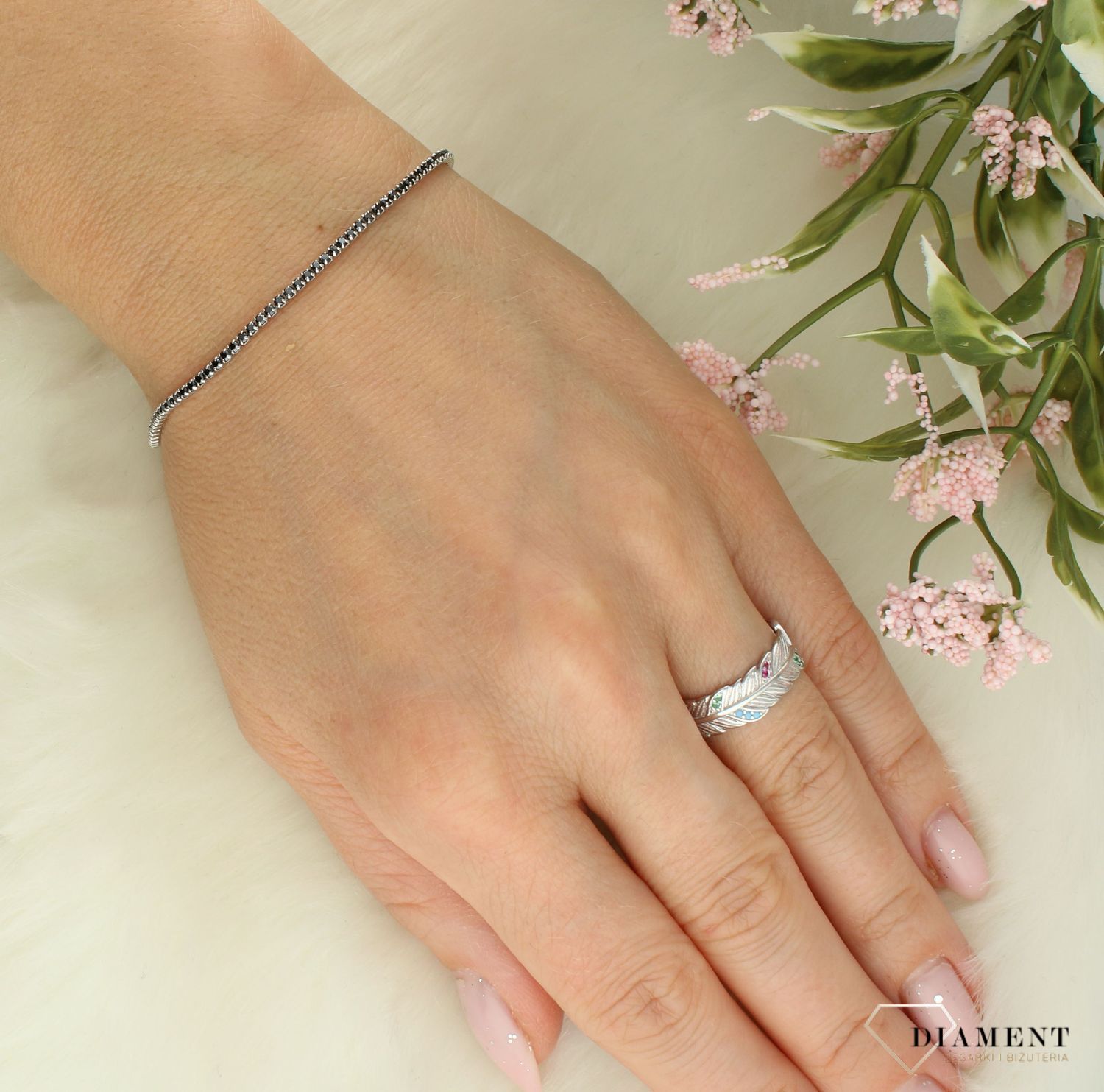 Srebrna bransoletka damska 925 celebrytka kostka z czarnymi cyrkoniami DIA-BRA-11657-925. Srebrna bransoletka damska. Bransoletka srebrna z cyrkoniami. Bransoletka srebrna damska celebrytka. Srebrna bransoletka na prezent dla kobiety (1).jpg