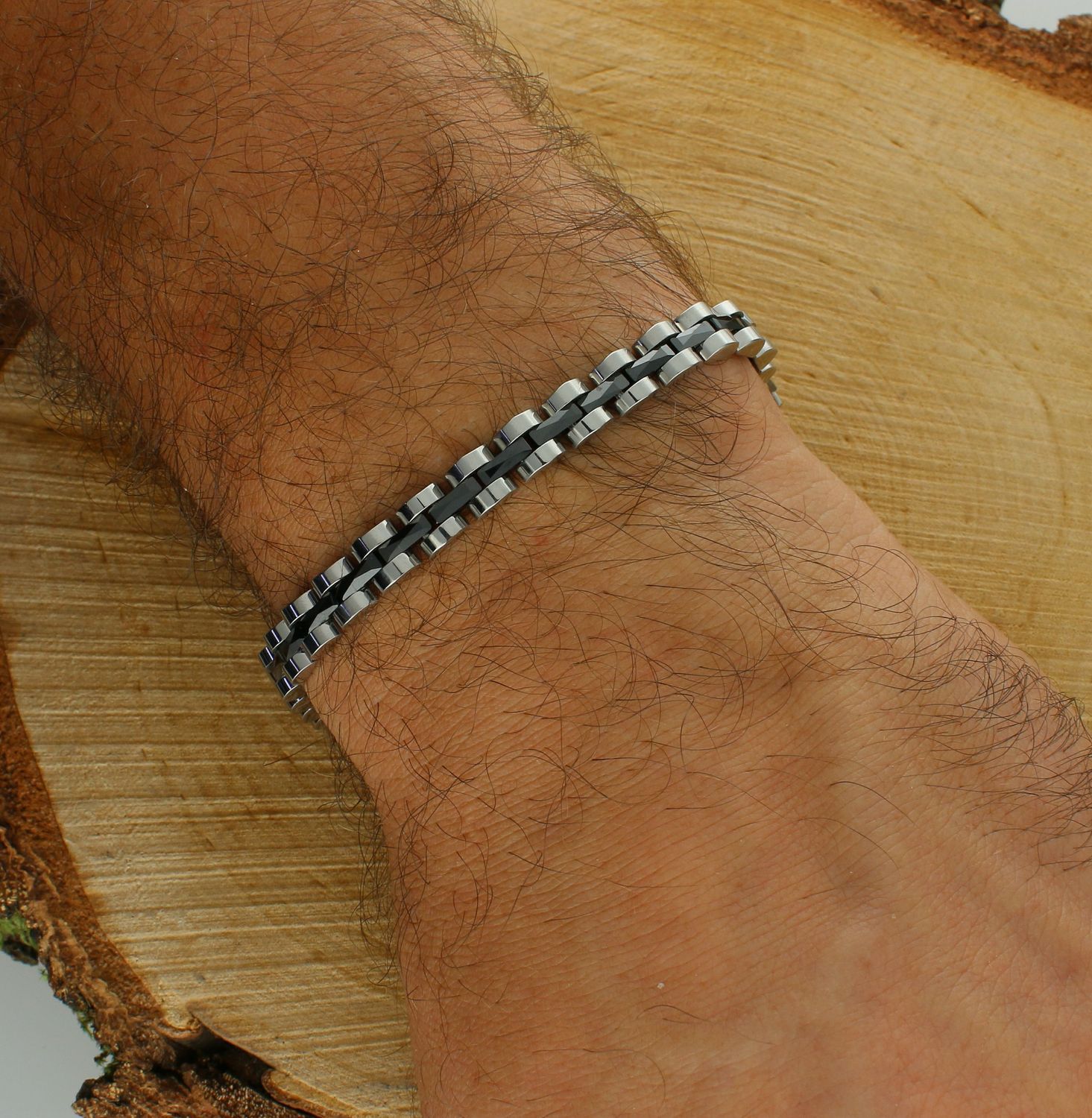 Bransoletka męska stalowa w srebrno-czarnym kolorze DIA-BRA-11674-STAL (1).jpg