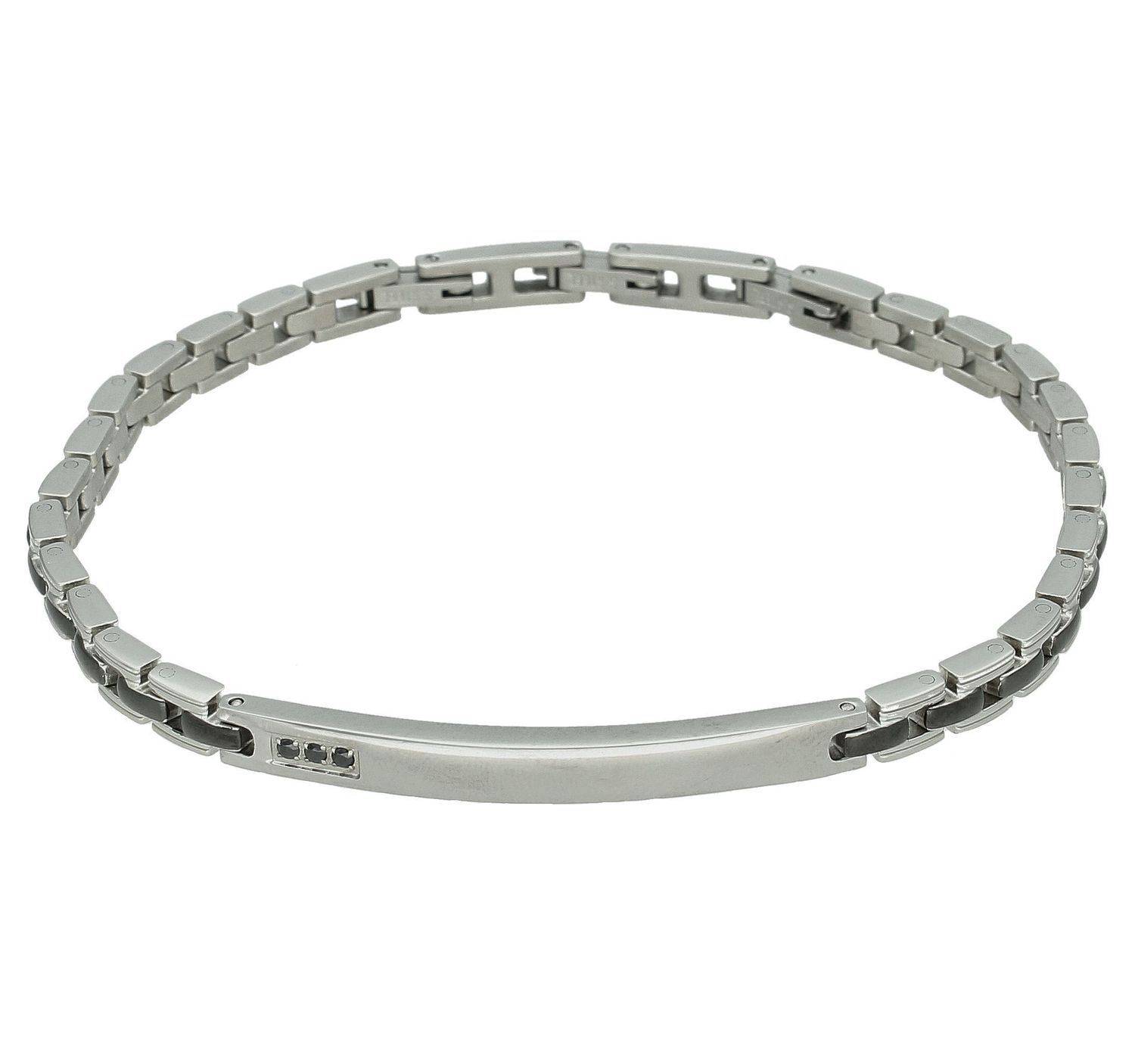 Bransoletka męska stalowa czarne ogniwa z blaszką DIA-BRA-11675-STAL (3).jpg