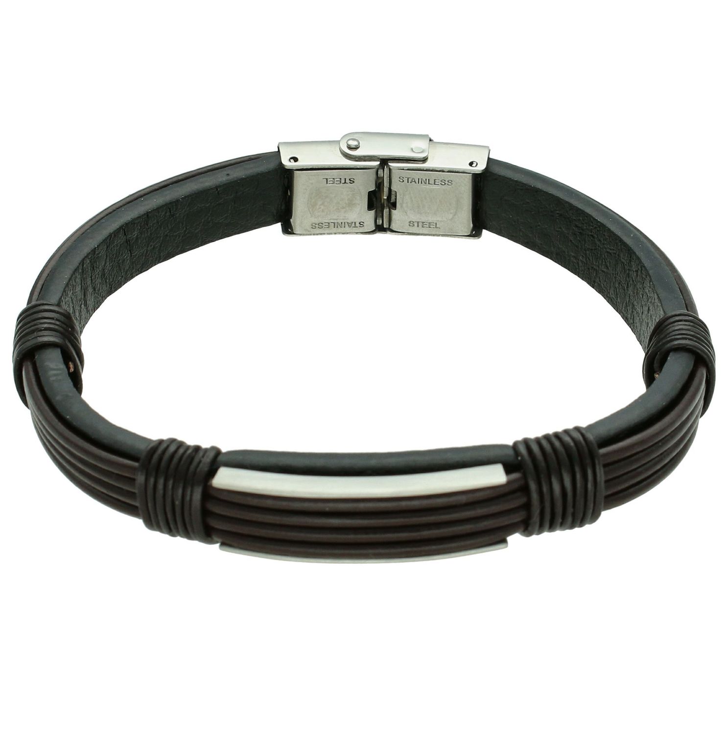 Bransoletka męska skórzana brązowa plecionka DIA-BRA-11678-STAL (2).jpg