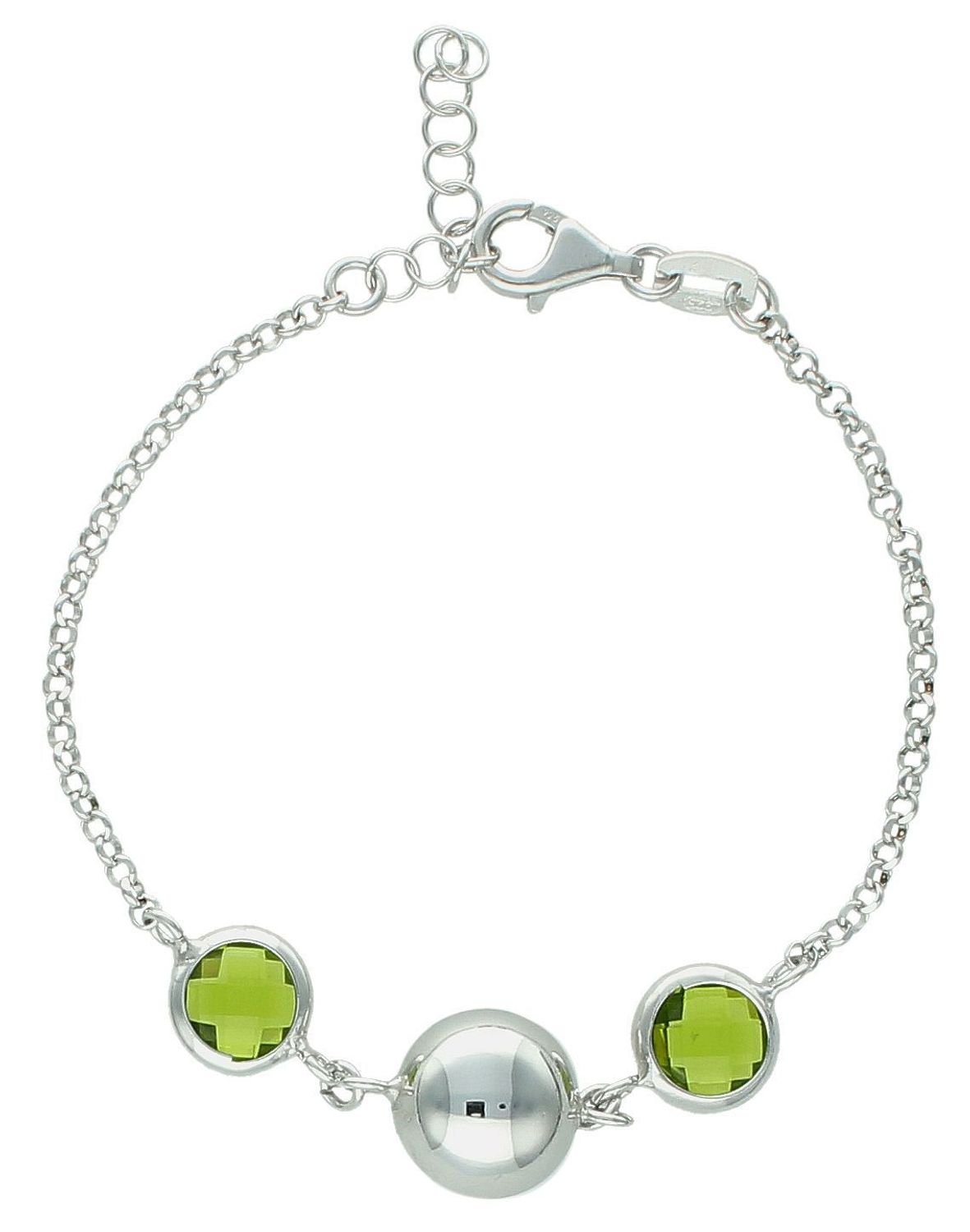 Srebrna bransoletka damska kule z zieloną cyrkonią DIA-BRA-11689-925. Oryginalna srebrna bransoletka. Włoska bransoletka Sublime. Bransoletka damska na prezent. Bransoletka z zielonymi oczkami.1.jpg