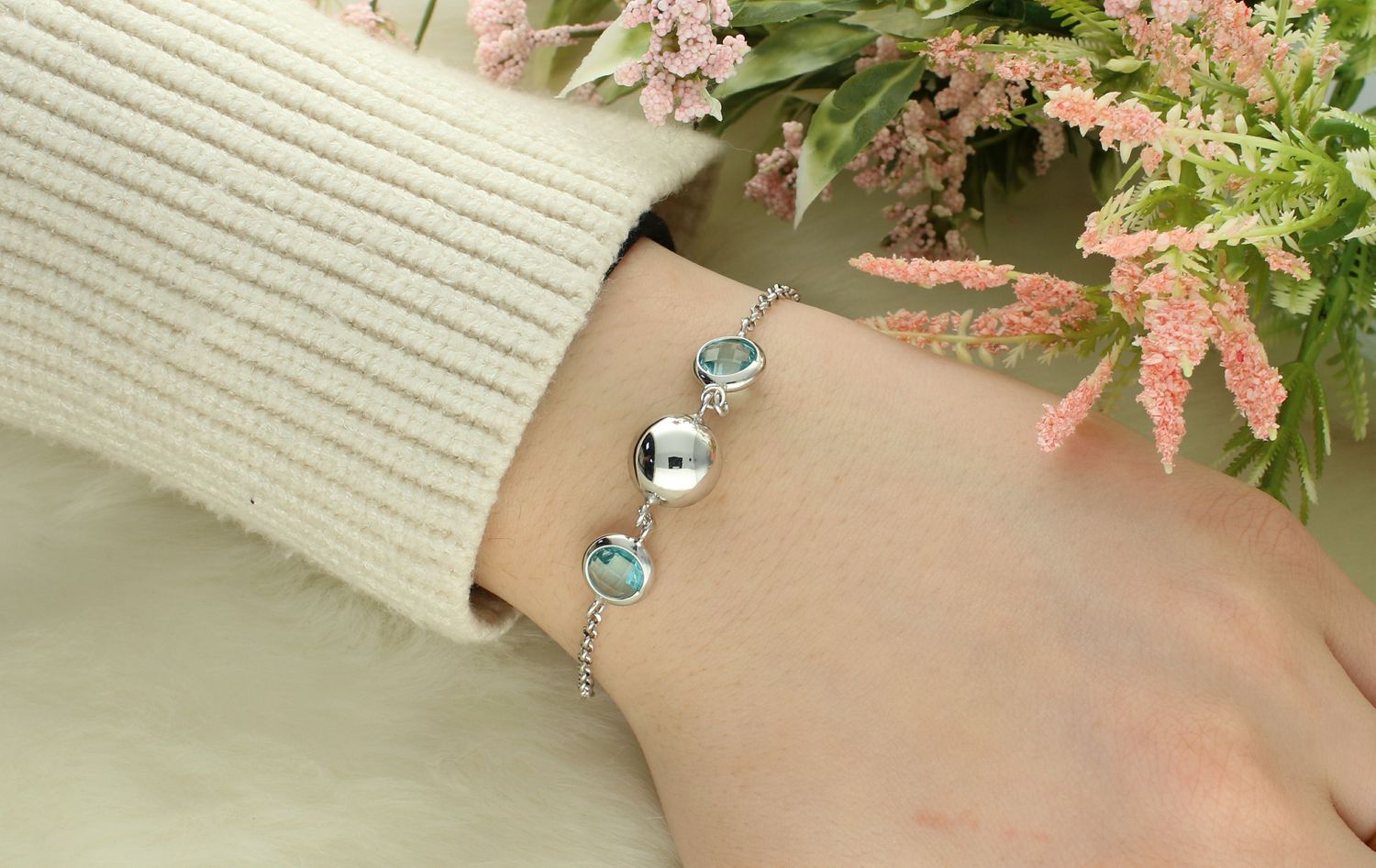 Srebrna bransoletka damska kule z błękitną cyrkonią DIA-BRA-11691-925. Oryginalna srebrna bransoletka. Włoska bransoletka Sublime. Bransoletka damska na prezent. Bransoletka z błękitnymi oczkami.1.jpg