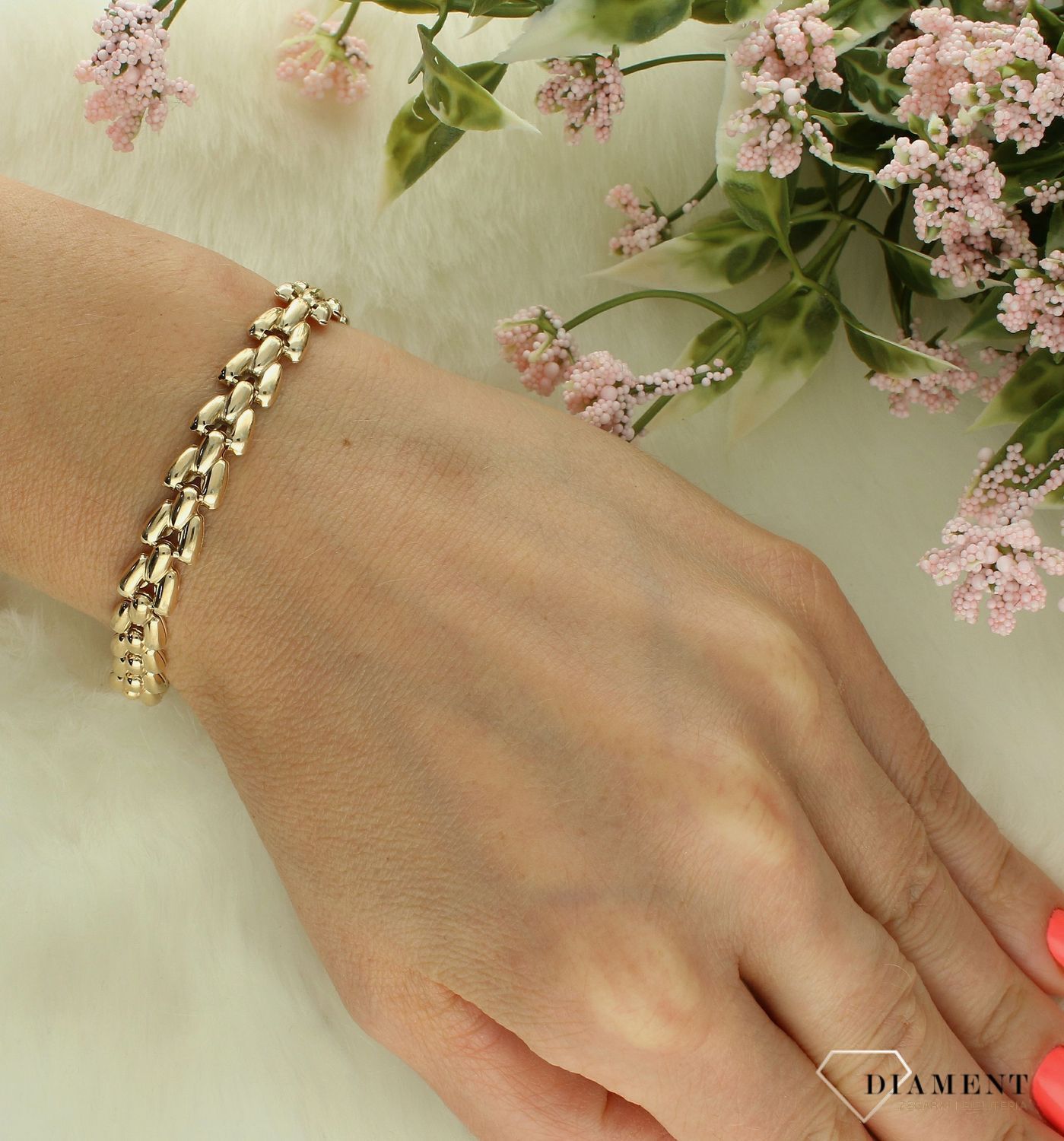 Srebrna bransoletka damska 925 pokryta złotem o ozdobnym splocie DIA-BRA-11723-925 (2).jpg