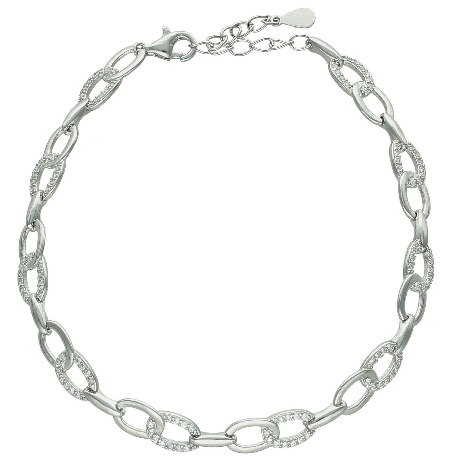 Srebrna bransoletka damska 925 owalne ogniwka z cyrkoniami DIA-BRA-11731-925 (2).jpg
