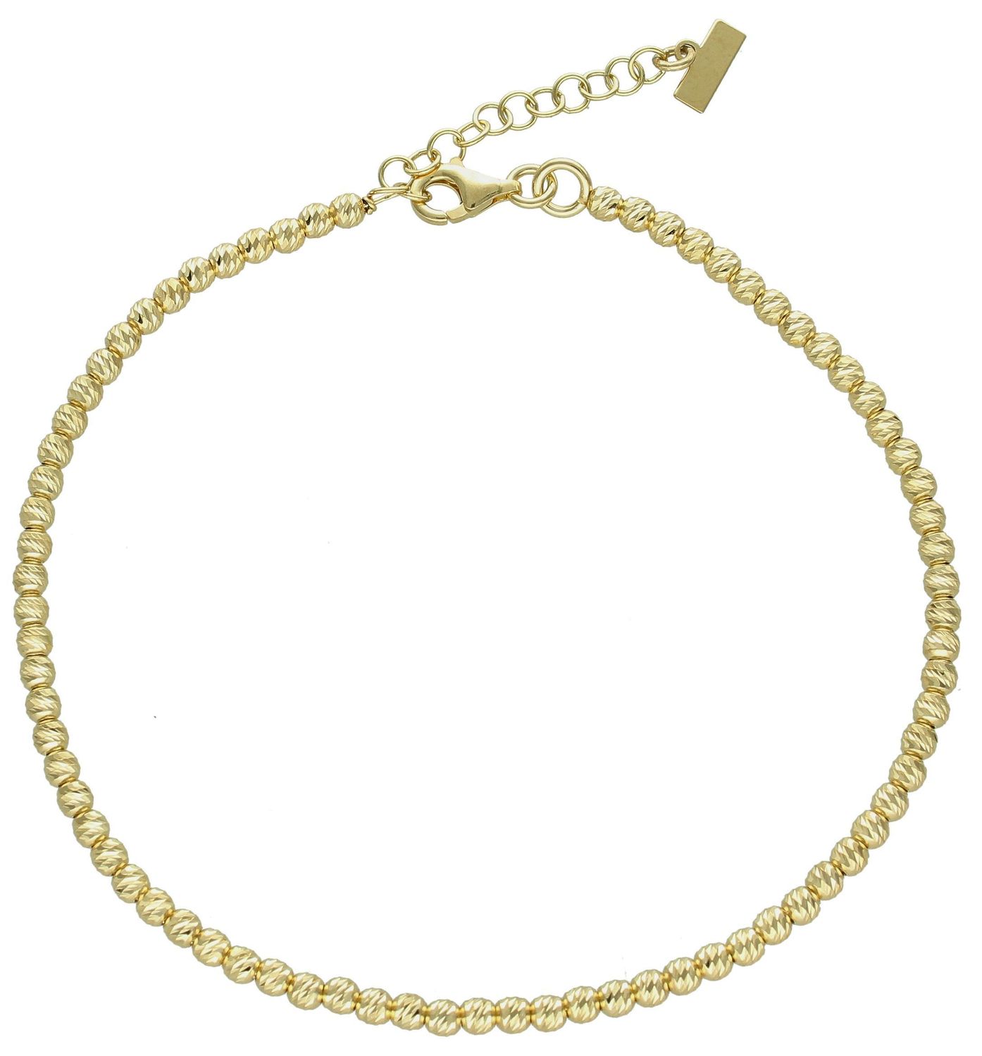 Srebrna bransoletka damska 925 na nogę pozłacana z ozdobnymi kuleczkami DIA-BRA-11736-925. Srebrna bransoletka damska na nogę. Bransoletka na kostkę pozłacana. Bransoletka na kostkę idealna na lato..jpg