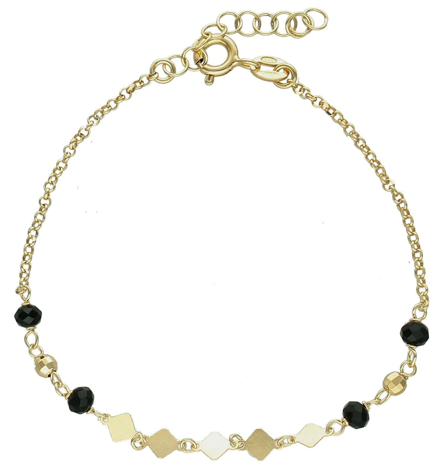 Srebrna bransoletka damska 925 czarno-złota DIA-BRA-11746-925.  Srebrna bransoletka damska. Srebrna bransoletka pozłacana. Bransoletka srebrna pokryta złotem. Bransoletka srebrna pozłacana na prezent. Czarno-złota bransoletka damska  (3).jpg