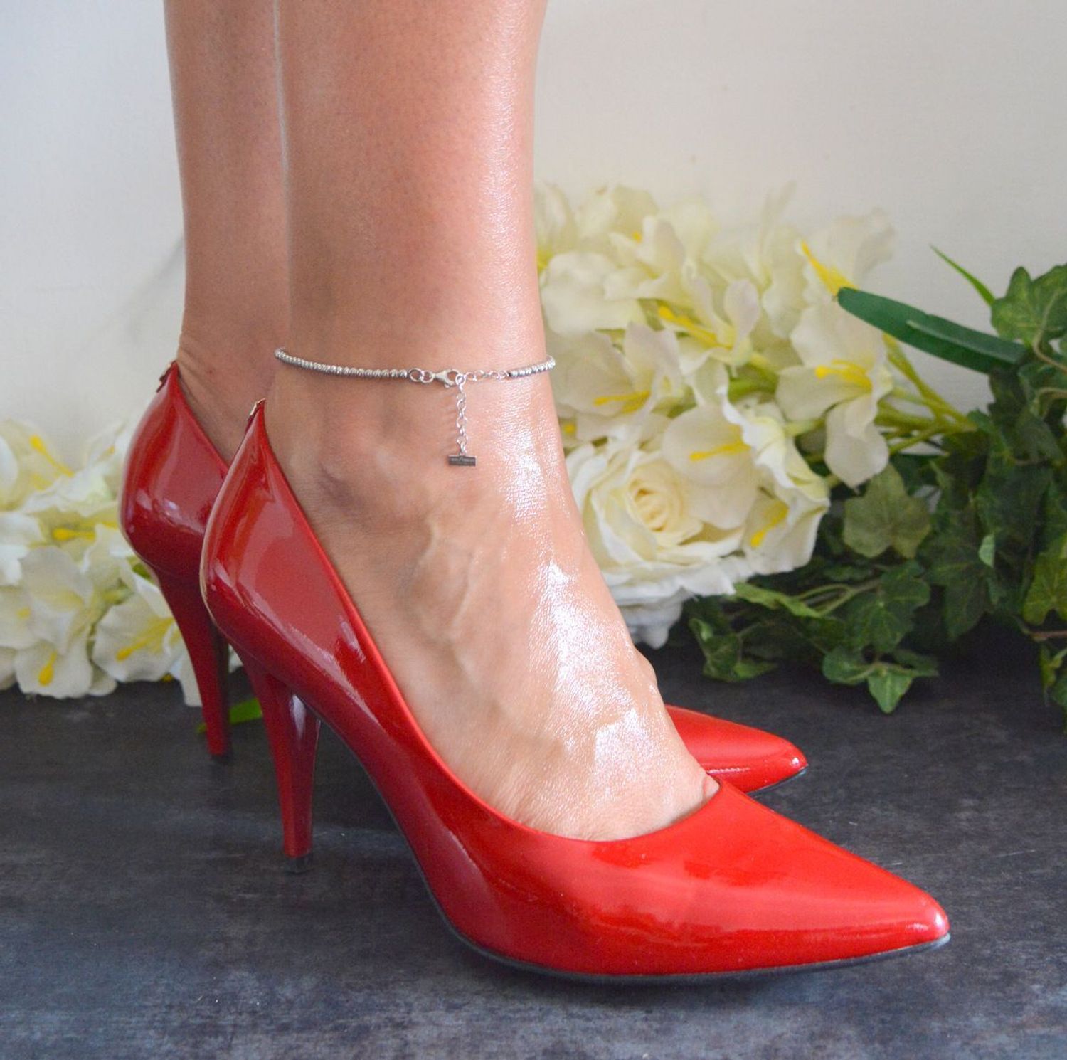 Srebrna bransoletka na nogę 925 grawerowane kuleczki DIA-BRA-11751-925.jpg