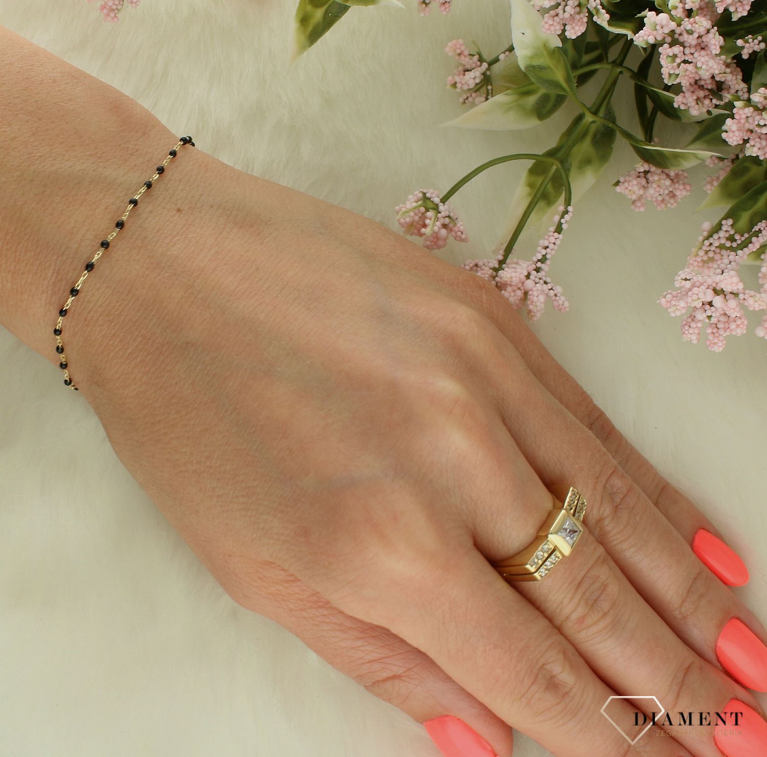 Srebrna bransoletka damska 925 czarno-złota DIA-BRA-11752-925 (2).jpg