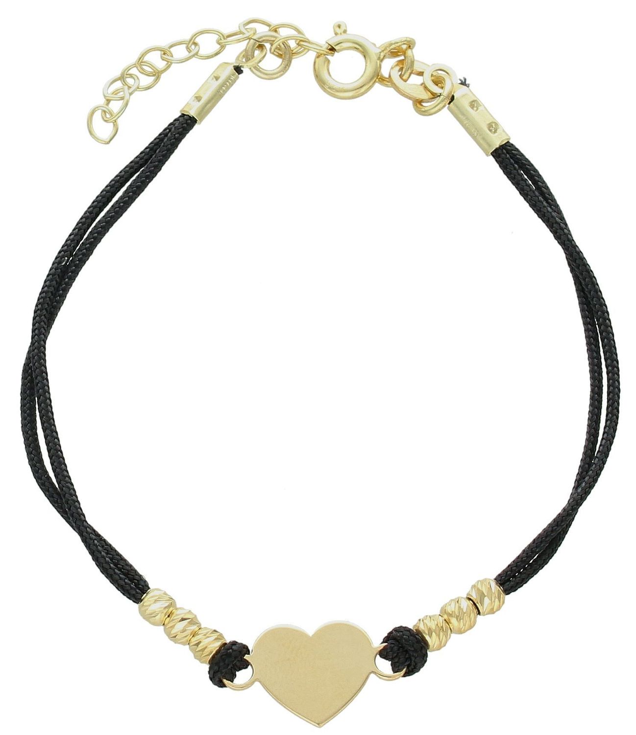 Srebrna bransoletka na czarnym sznurku z pozłacanym sercem DIA-BRA-11772Z-925 (2).jpg