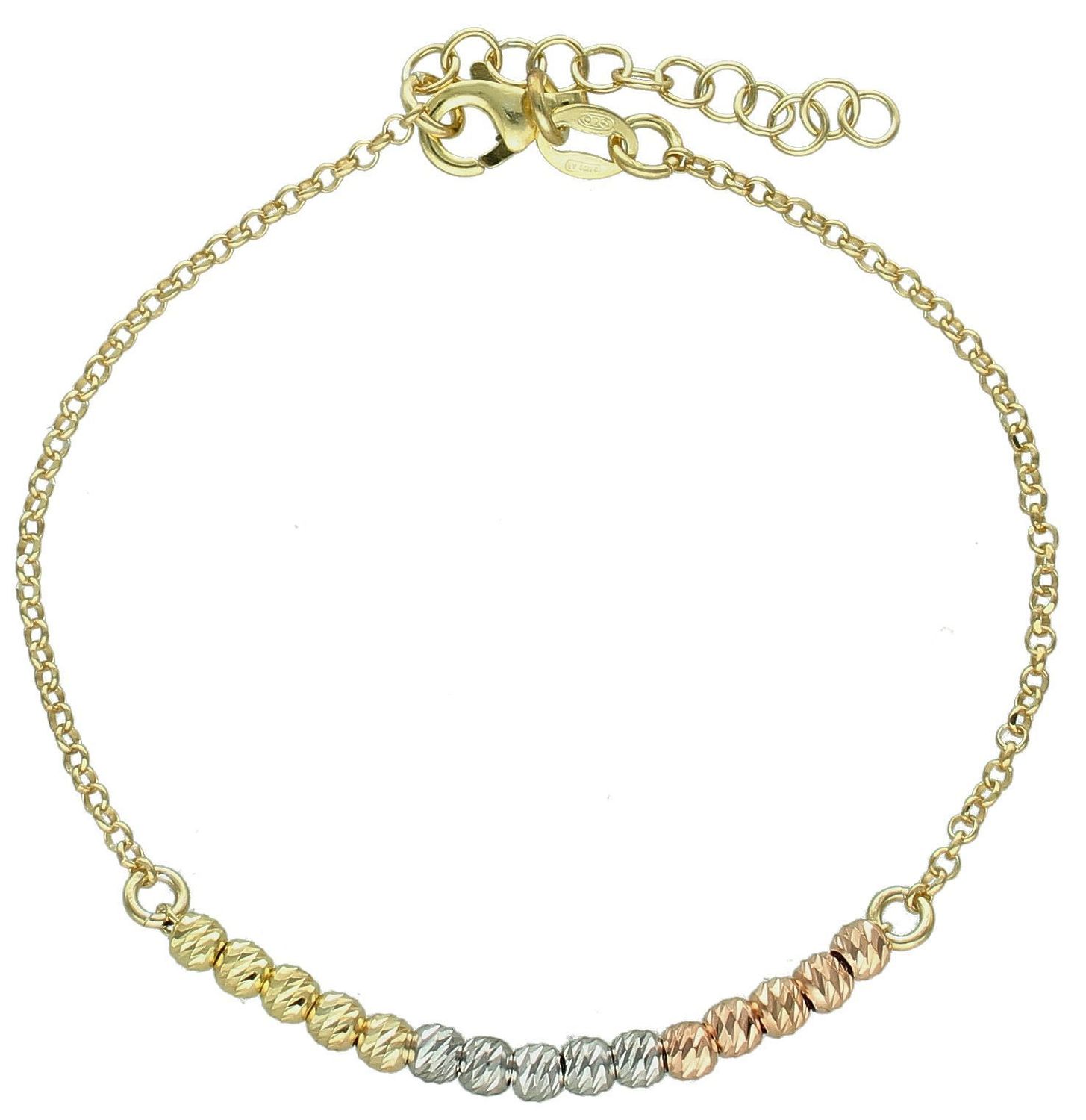 Srebrna bransoletka damska 925  pozłacana celebrytka z kuleczkami DIA-BRA-11775-925 (2).jpg