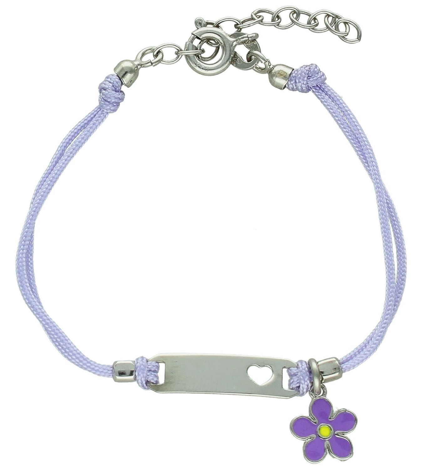 Srebrna bransoletka na fioletowym sznurku Kwiatek dla dziewczynki DIA-BRA-11867-925 (2).jpg