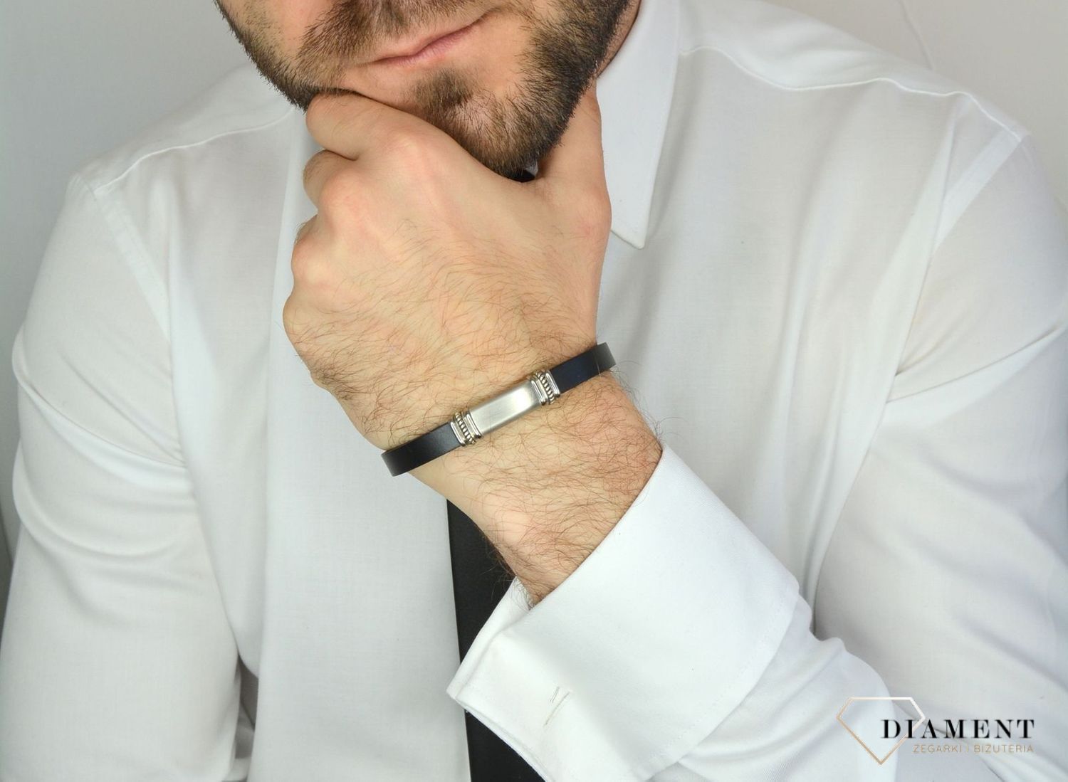 Bransoletka męska blaszka z ozdobnym wzorem DIA-BRA-11867-STAL.jpg