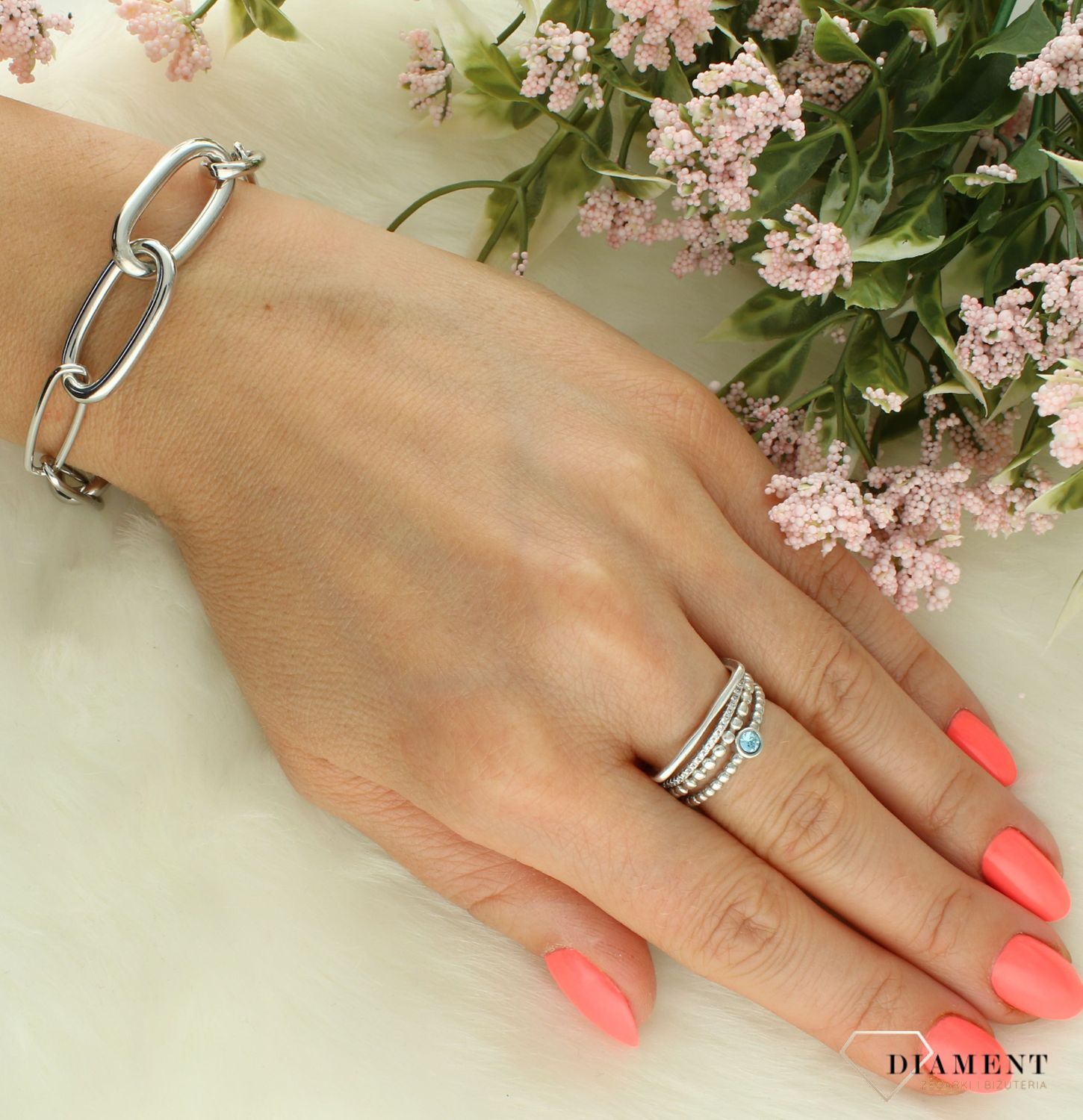 Srebrna bransoletka damska 925 podłużne ogniwka DIA-BRA-11889-925 (2).jpg