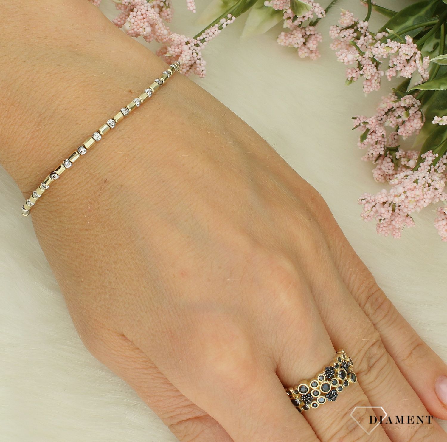 Złota bransoletka damska 585 z dodatkiem białego złota DIA-BRA-11950-585 (2).jpg