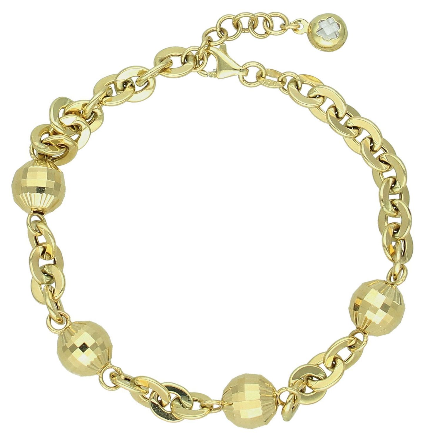 Złota bransoletka damska 585 z grawerowanymi kulkami DIA-BRA-11953-585. Złota bransoletka damska. Złota bransoletka próby 585. Bransoletka damska ze złota. Bransoletka złota na prezent (2).jpg