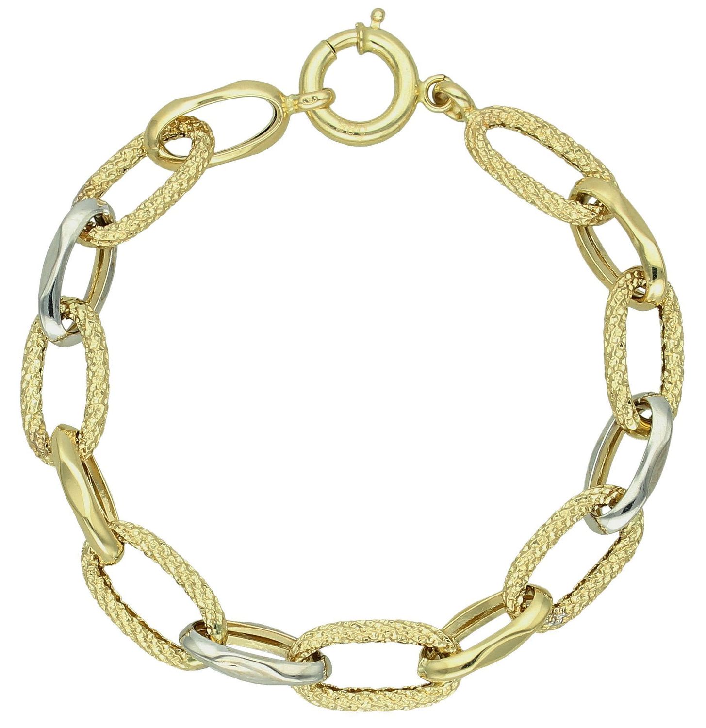 Złota bransoletka damska 585 owalne grawerowane ogniwka DIA-BRA-11981-585.  Złota bransoletka damska. Złota bransoletka próby 585. Bransoletka damska ze złota. Bransoletka złota na prezent (2).jpg