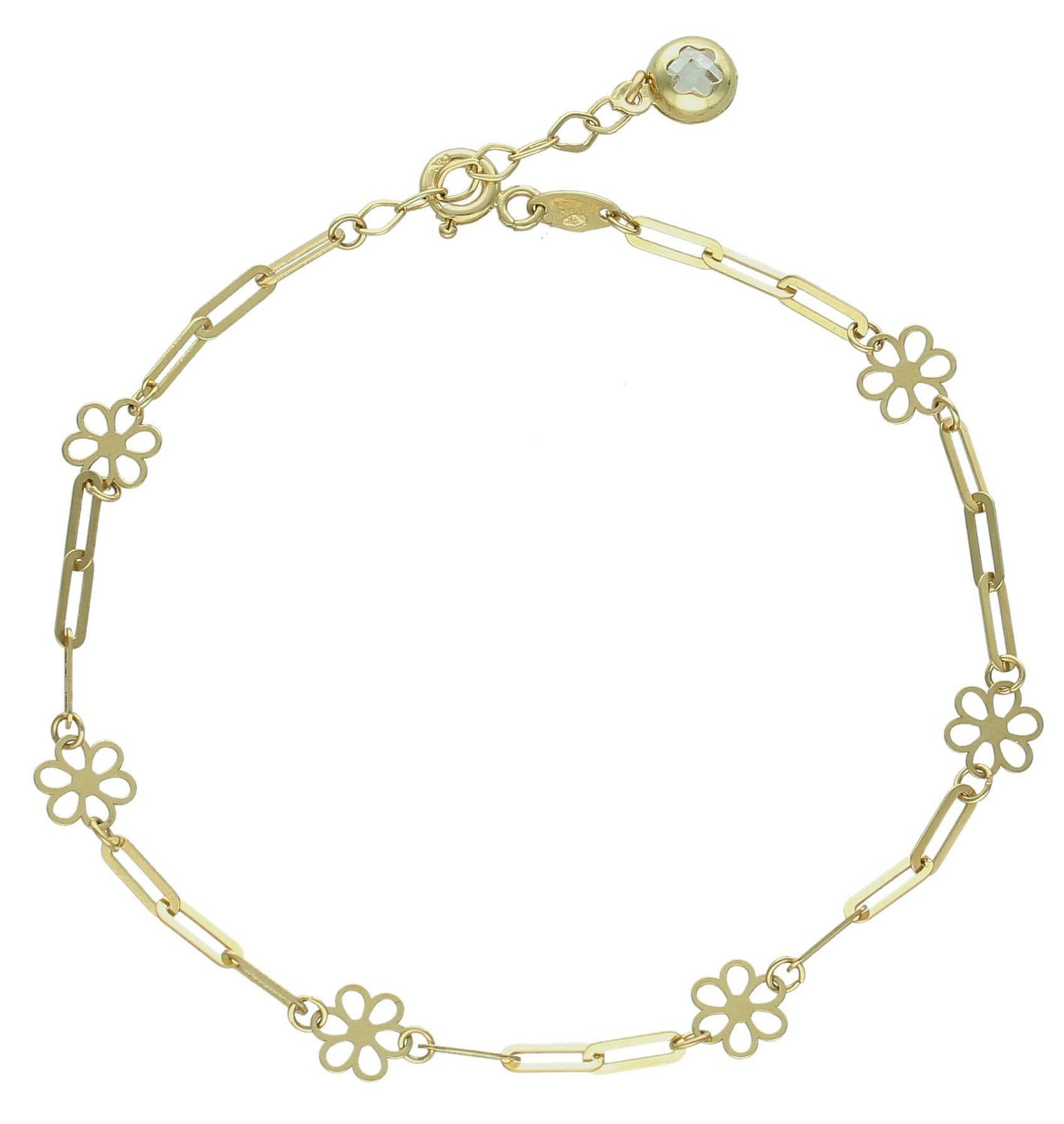 Złota bransoletka damska 585 ozdobna z kwiatkami i cyrkonią DIA-BRA-11985-585. Złota bransoletka damska. Złota bransoletka próby 585. Bransoletka damska ze złota. Bransoletka złota na prezent (2).jpg