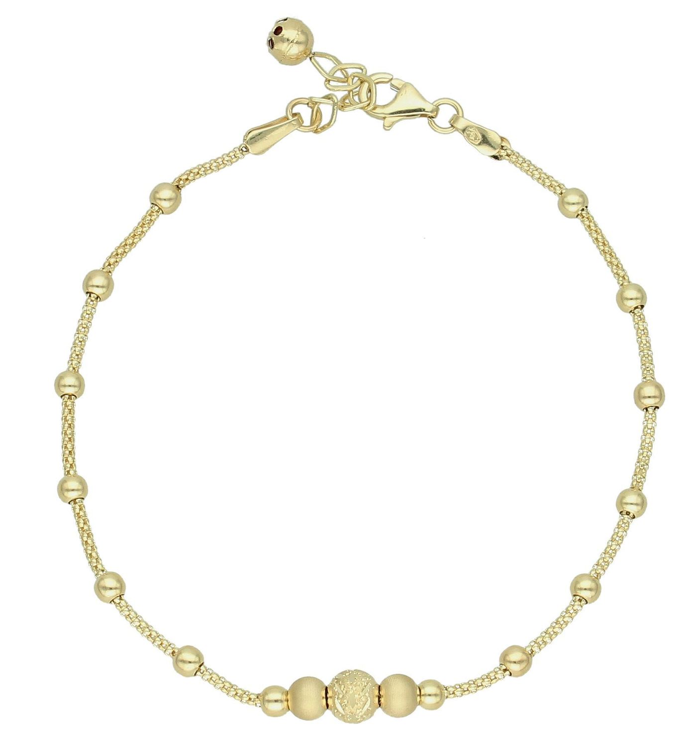 Złota bransoletka damska 585 kuleczki grawerowane DIA-BRA-11988-585. Złota bransoletka damska. Złota bransoletka próby 585. Bransoletka damska ze złota. Bransoletka złota na prezent (2).jpg