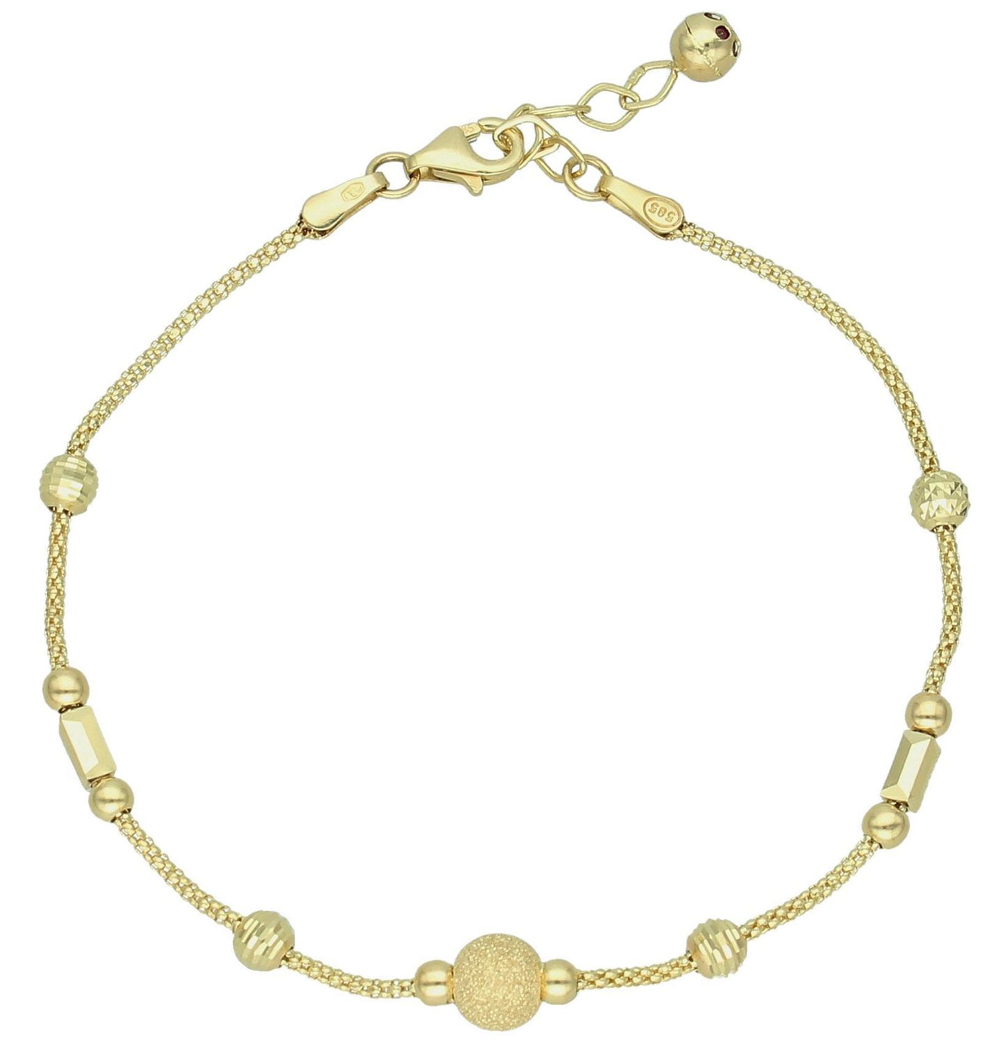 Złota bransoletka damska 585 kuleczki grawerowane DIA-BRA-11991-585. Złota bransoletka damska. Złota bransoletka próby 585. Bransoletka damska ze złota. Bransoletka złota na prezent (2).jpg