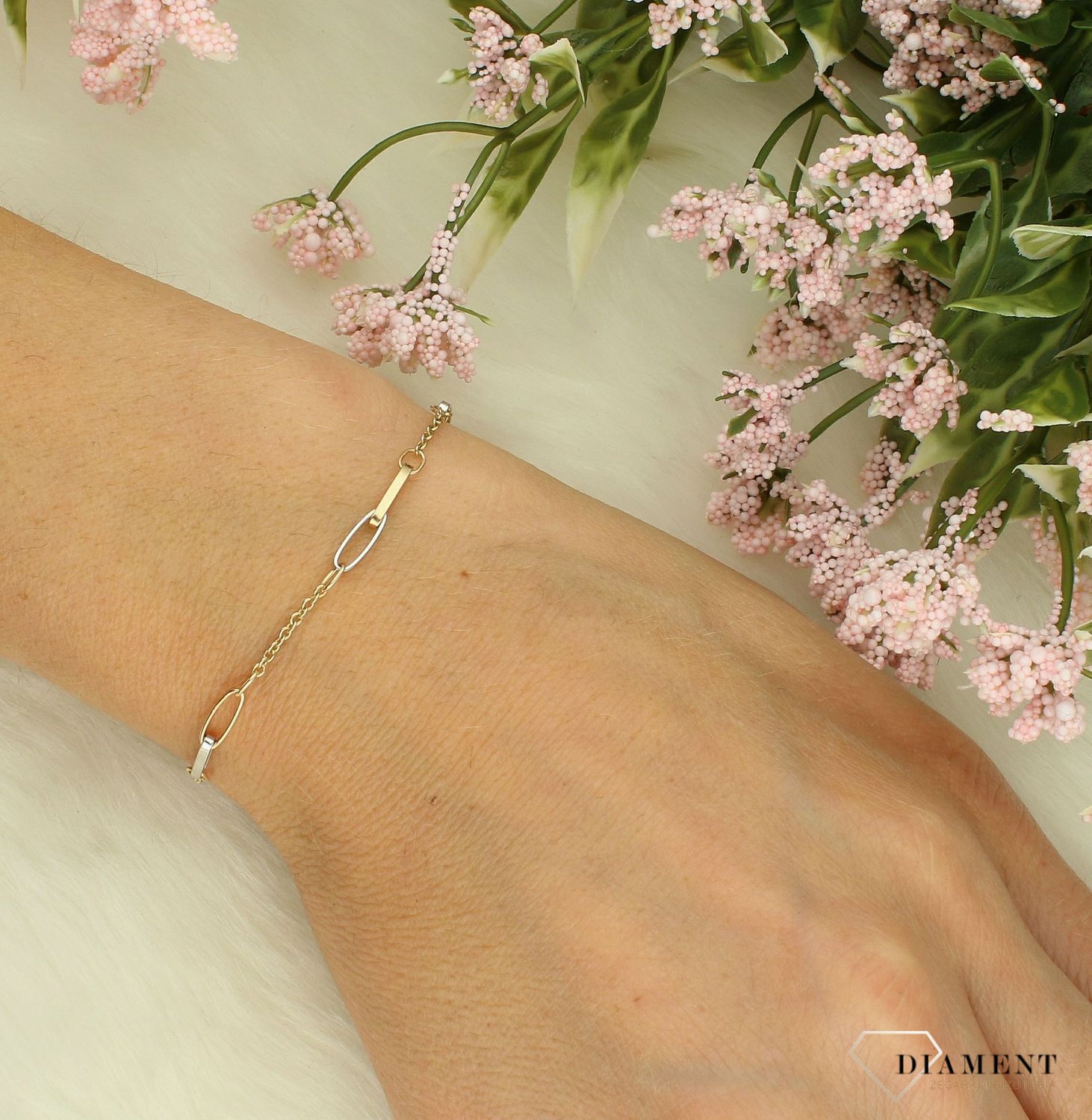 Złota bransoletka damska 585 z dodatkiem białego złota DIA-BRA-11996-585 (2).jpg