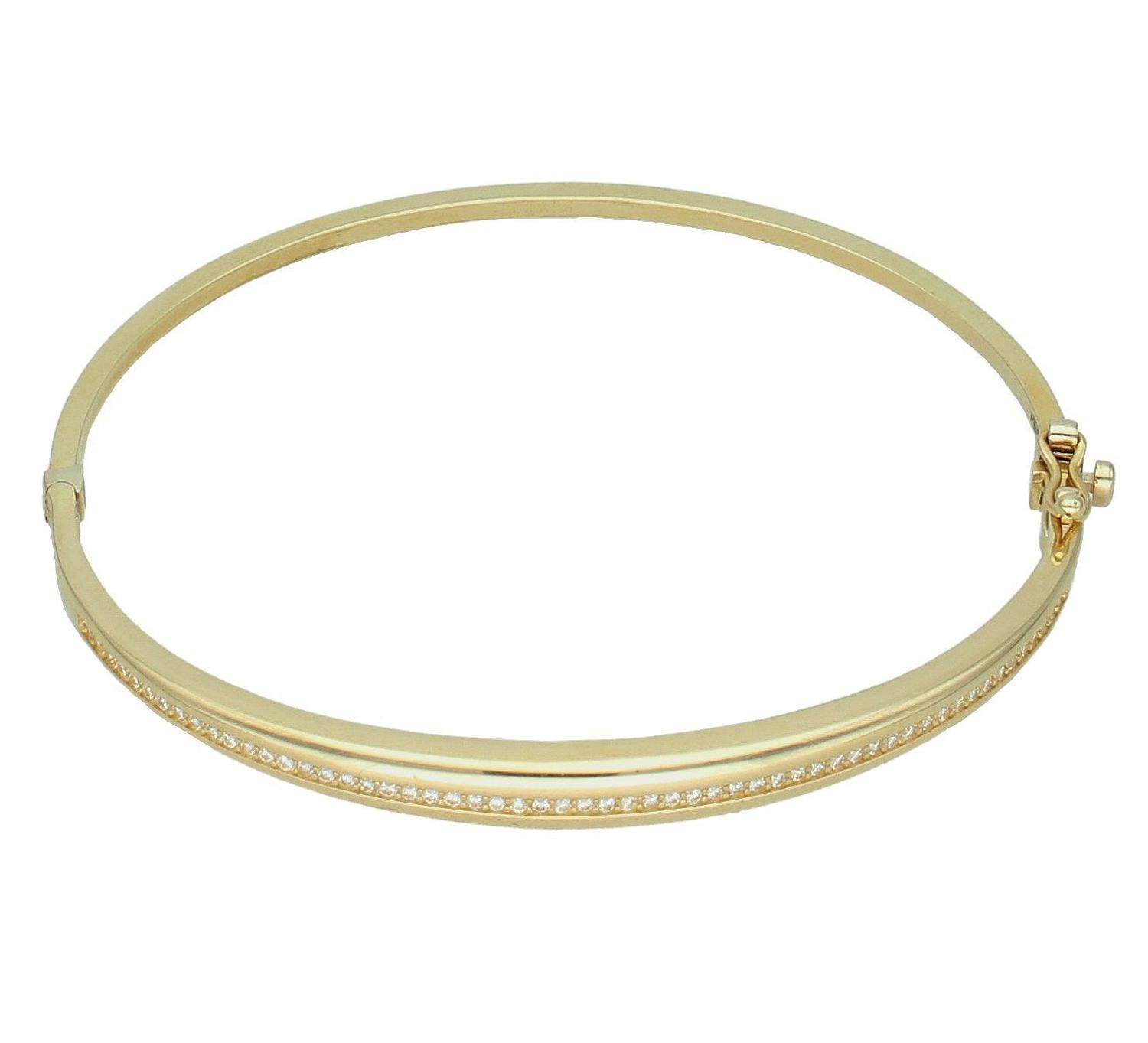 Złota bransoletka damska 585 sztywna z cyrkoniami DIA-BRA-11999-585. Złota bransoletka damska. Złota bransoletka próby 585. Bransoletka damska ze złota. Bransoletka złota na prezent. Sztywna złota bransoletka (2).jpg