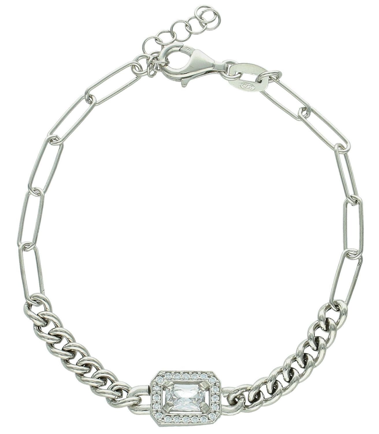 Srebrna bransoletka damska 925 łączone sploty z cyrkonią.jpg