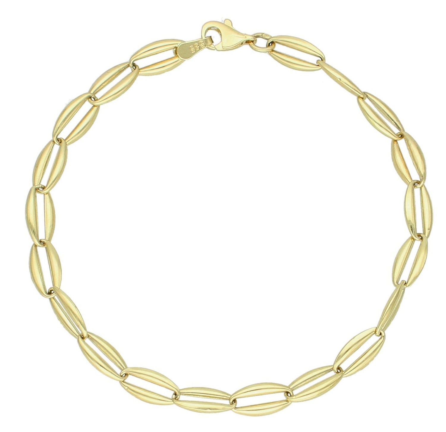 Bransoletka złota owalne ogniwa próba 585, DIA-BRA-12108-585 Złota bransoletka wykonana z 14 karatowego żółtego złota. Bransoletka to idealny pomysł na prezent. Wykonana  w oryginalnym wzorze ładnie układającym się.jpg