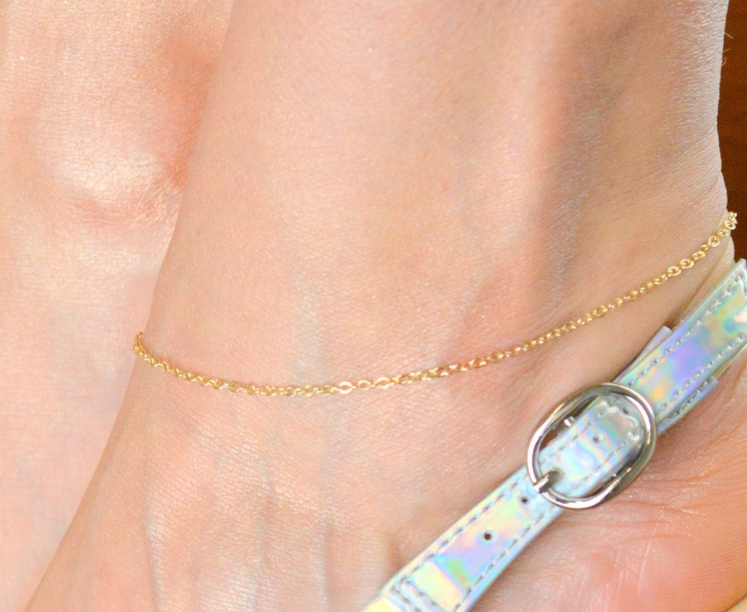 Bransoletka złota na nogę splot ROLO próba 585, DIA-BRA-12171-585 Bransoletki na nogę to ozdoby na kostkę, szczególnie lubiane przez kobiety podczas wakacji..jpg