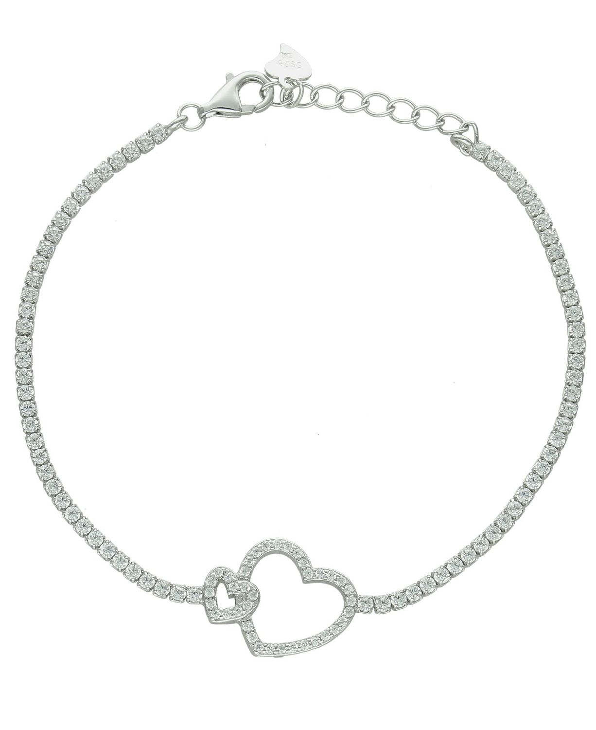 Srebrna bransoletka damska 925 z sercem i cyrkoniami DIA-BRA-12234-925.jpg