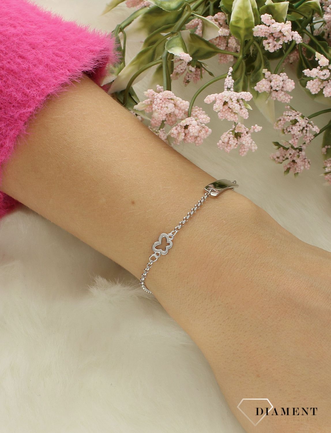 Srebrna bransoletka damska 925 celebrytka z blaszką DIA-BRA-12242-925.jpg