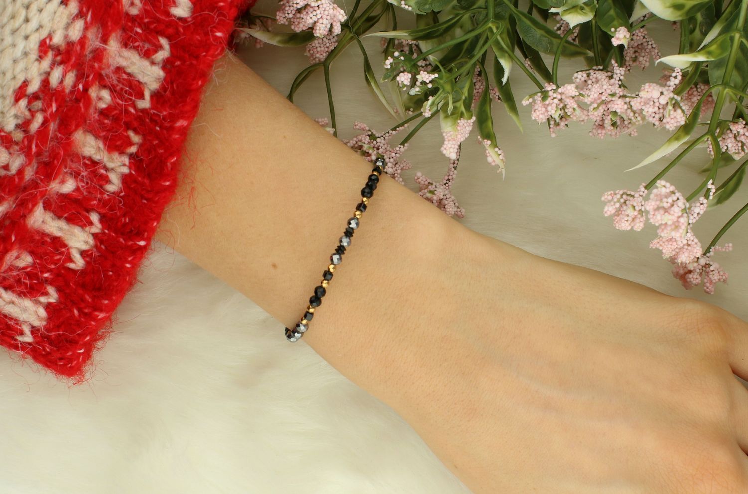 Srebrna bransoletka damska 925 z turmalinem, hematytem i terahertzem DIA-BRA-12299-925. Srebrna bransoletka damska. Bransoletka srebrna z kamieniami Srebrna bransoletka pozłacana. Bransoletka srebrna damska. 1.jpg