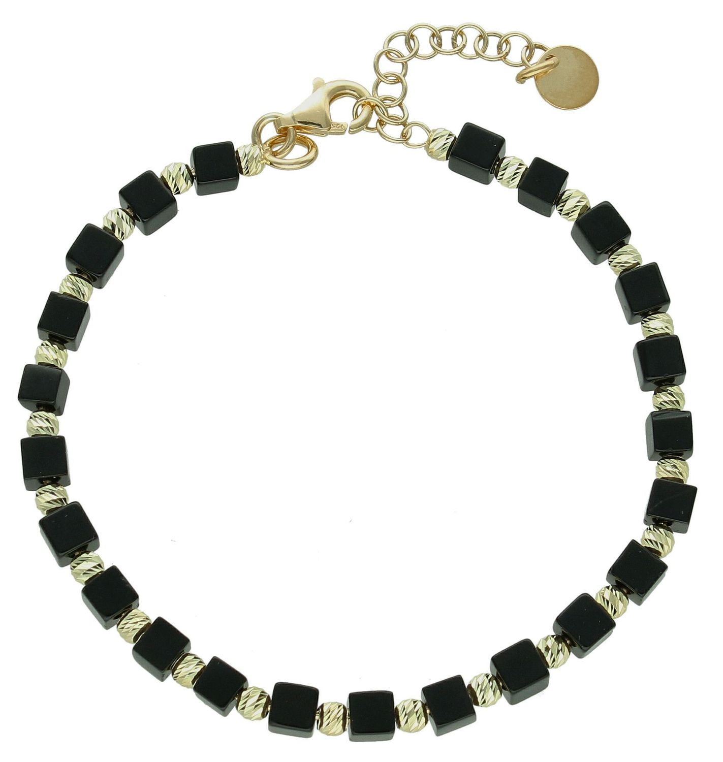 Srebrna bransoletka damska 925 czarno-złota DIA-BRA-12349-925.jpg