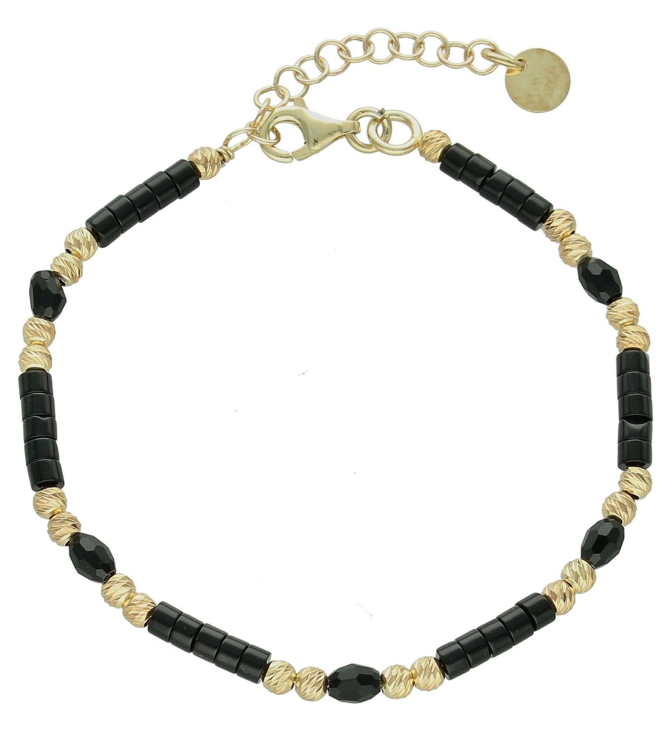 Srebrna bransoletka damska 925 czarno-złota DIA-BRA-12351-925.jpg