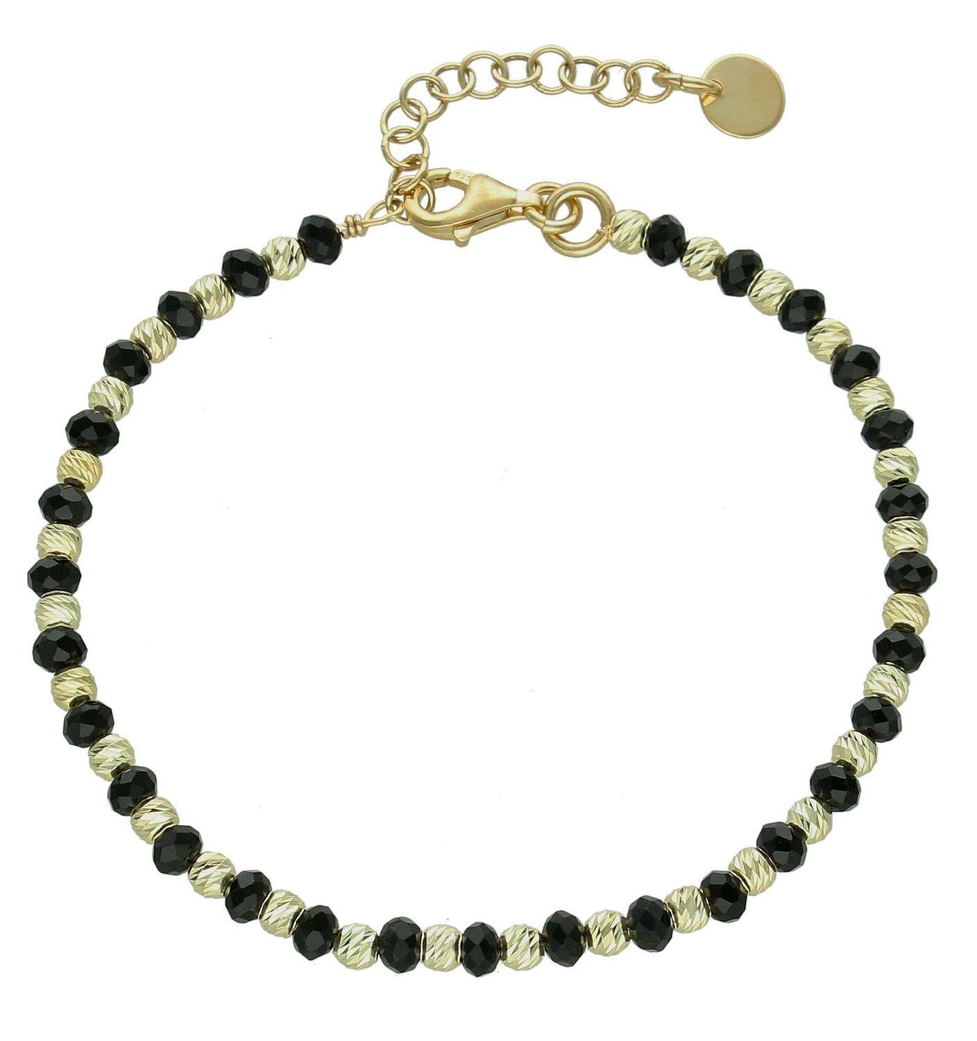 Srebrna bransoletka damska 925 czarno-złote kulki DIA-BRA-12367-925.jpg