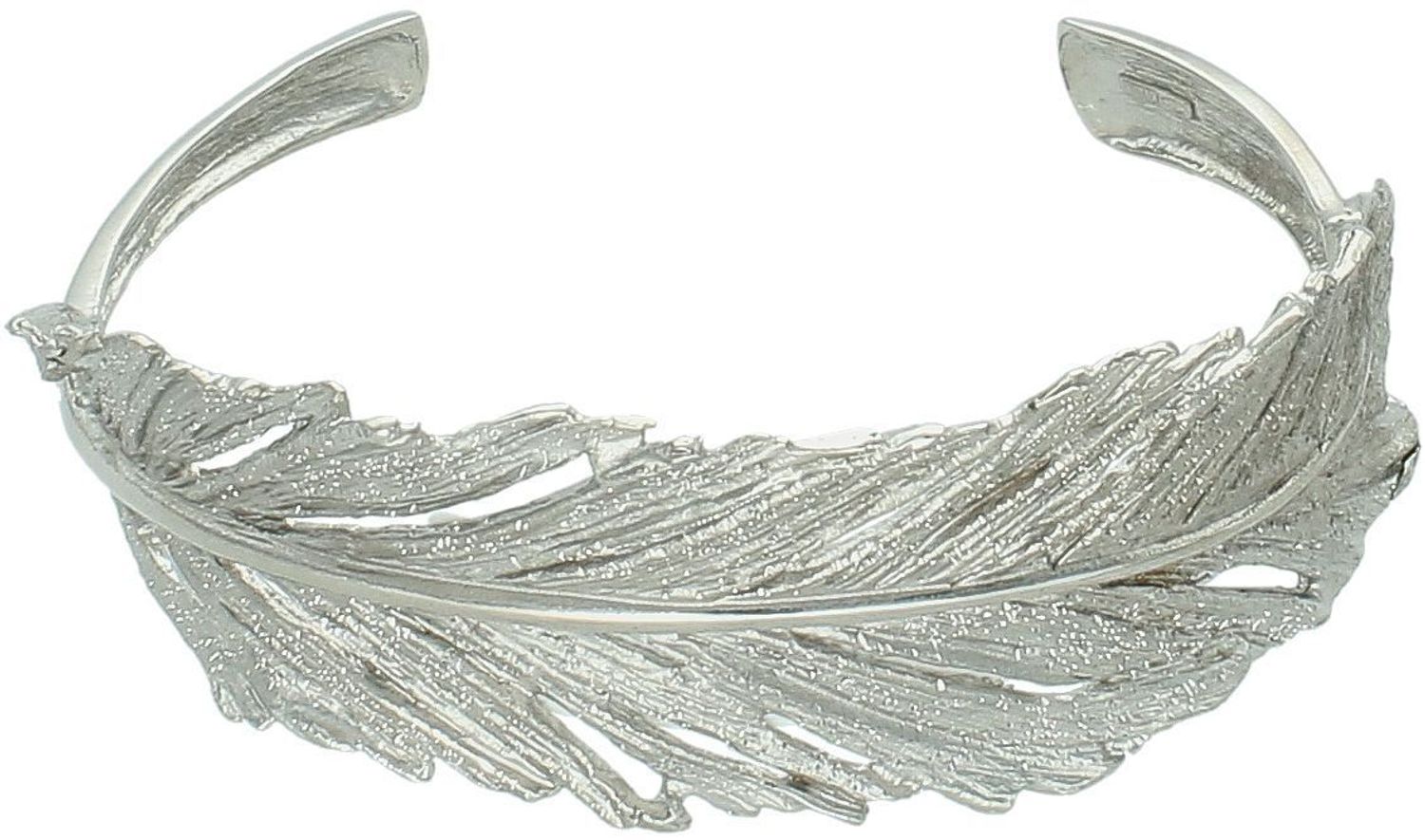 Sztywna srebrna bransoletka damska w kształcie liścia – piaskowana, srebro 925, model DIA-BRA-12380-925.jpg