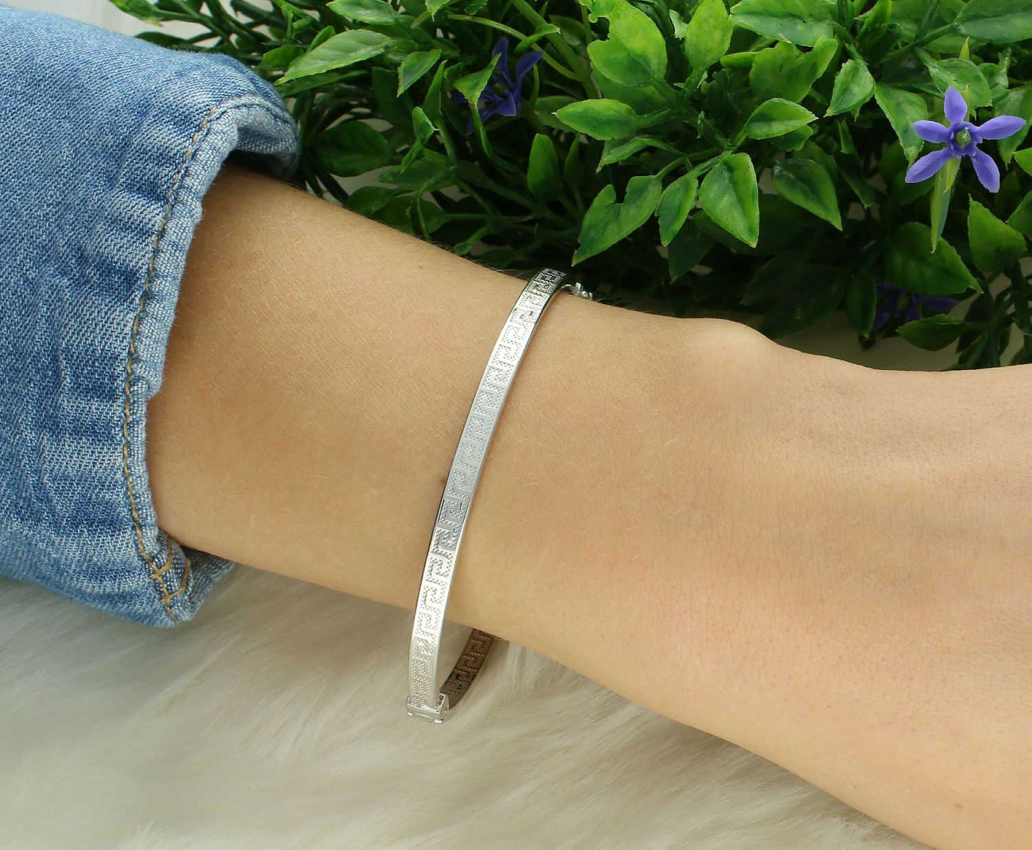 Bransoletka srebrna sztywna droga grecka, pr 925 DIA-BRA-12391-925.jpg