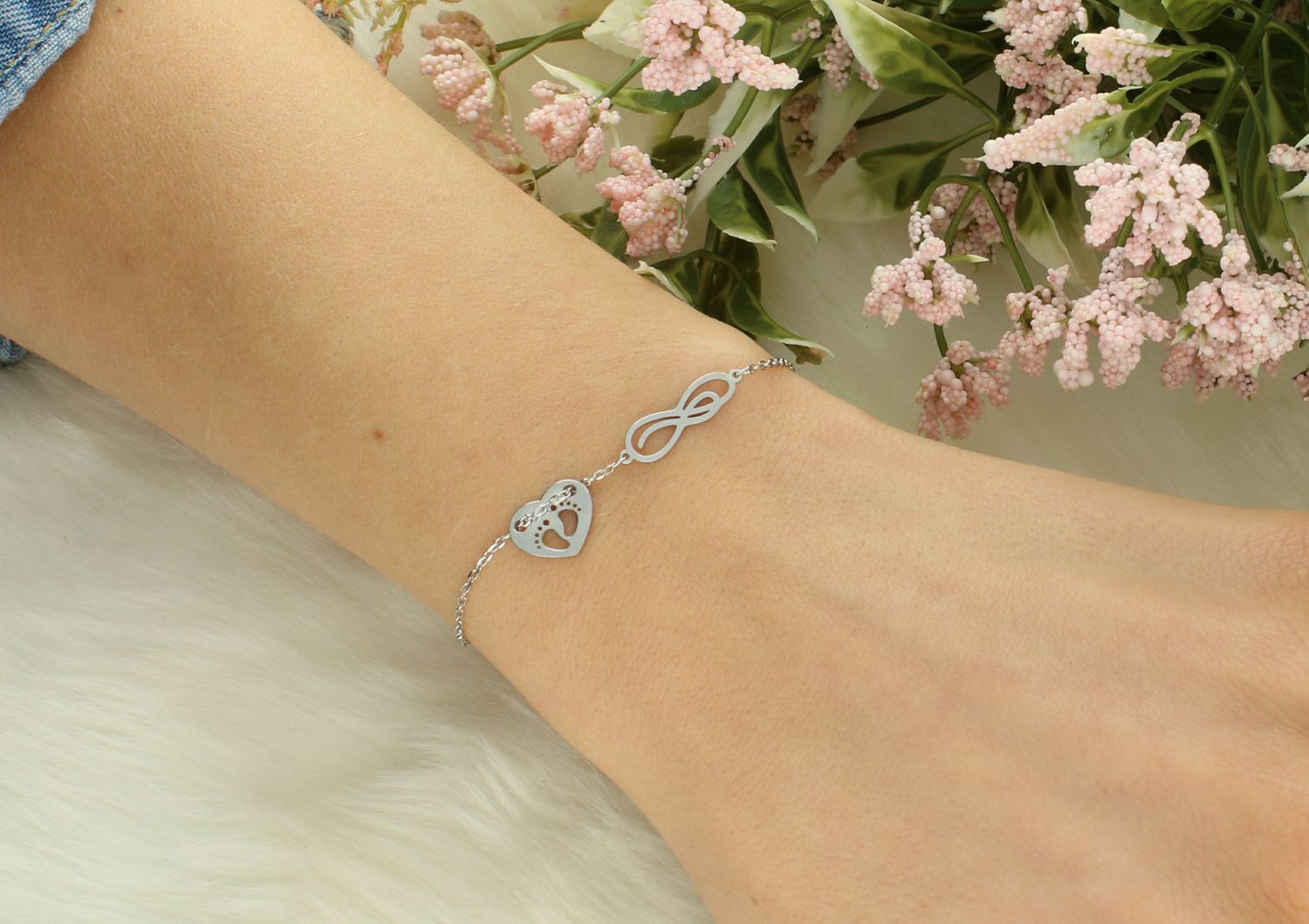 Bransoletka srebrna celebrytka serce z nieskończonością DIA-BRA-12442-925.jpg