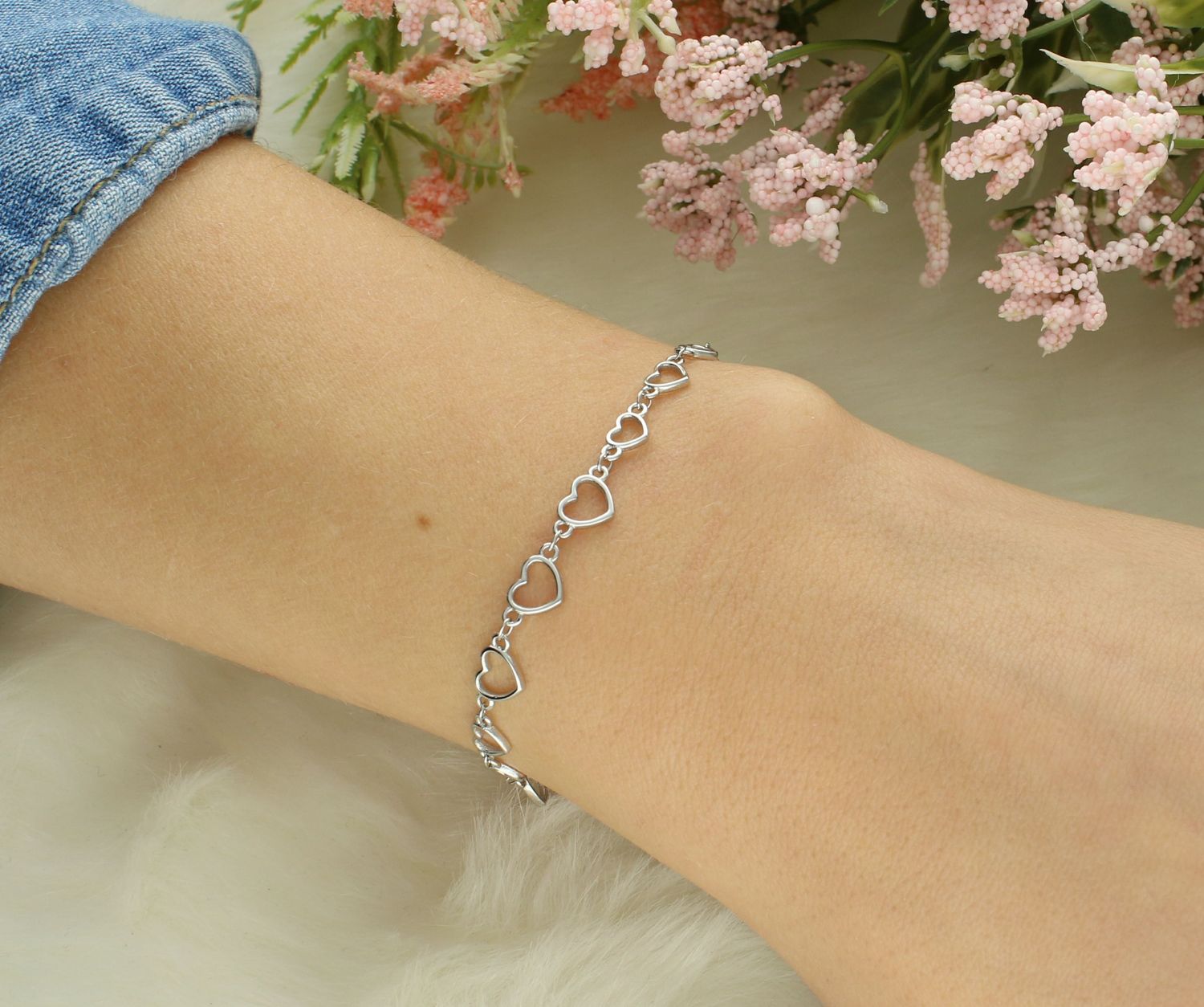 Bransoletka srebrna serduszka próba 925, DIA-BRA-12443-925.jpg