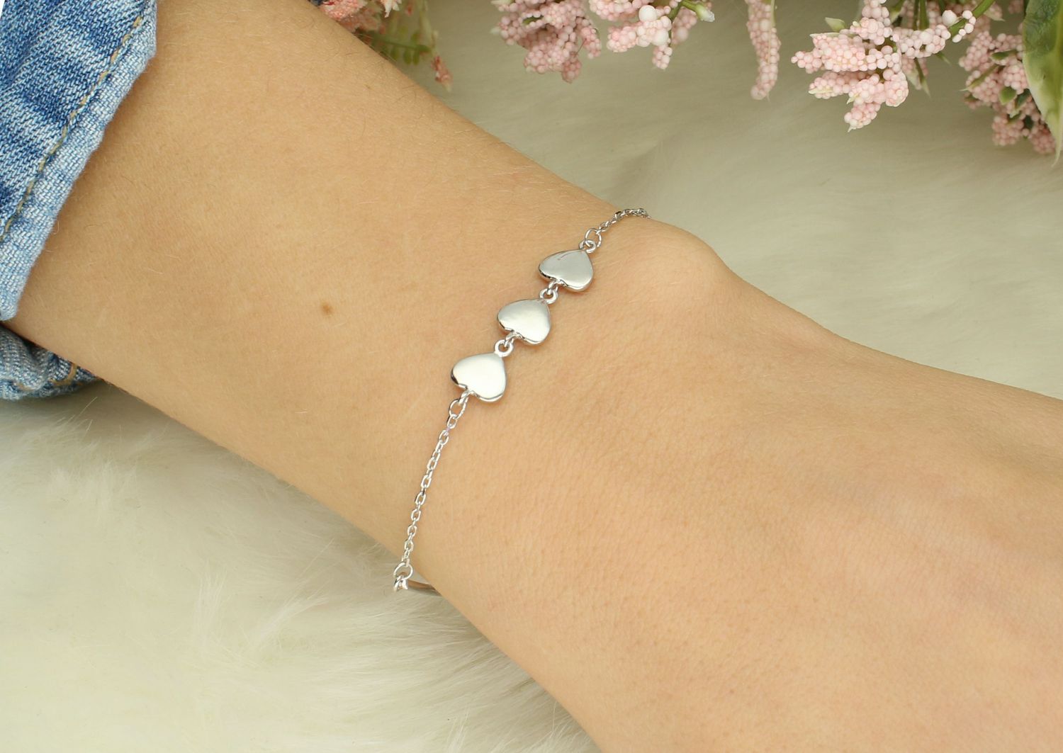 Bransoletka celebrytka trzy serca próba 925, DIA-BRA-12444-925.jpg